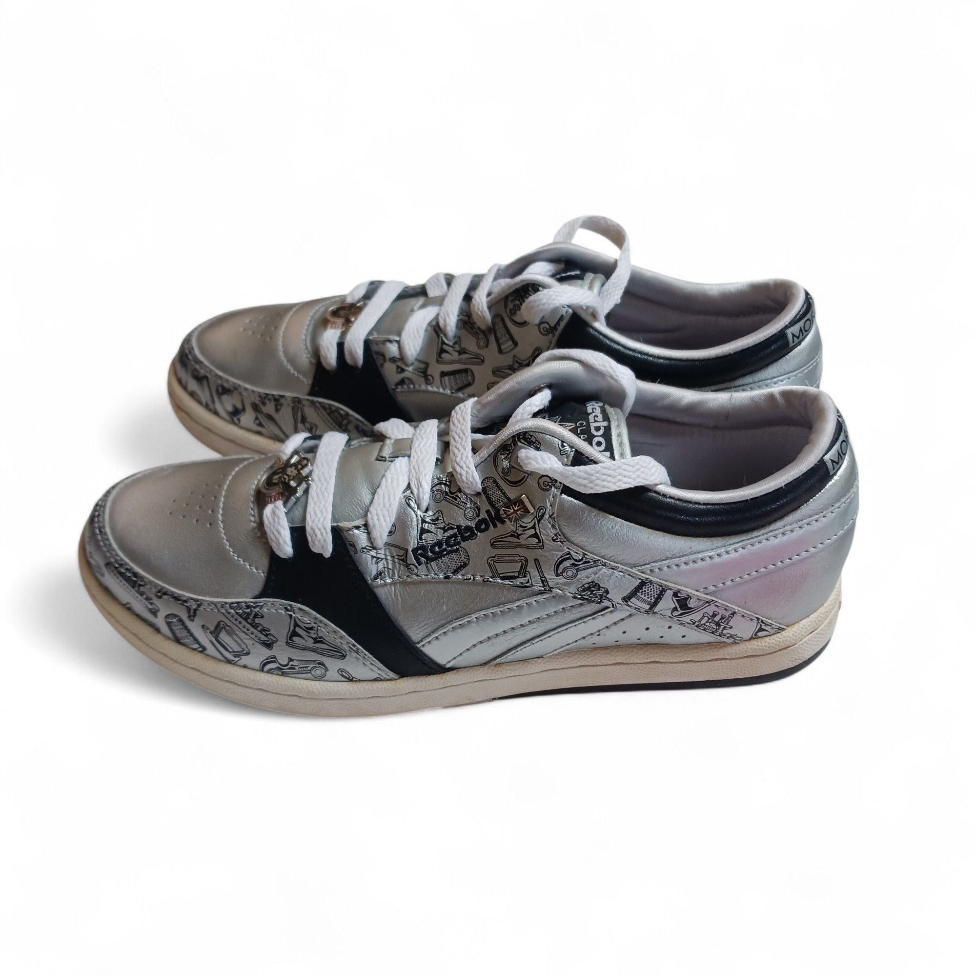 Reebok Y2K Reebok Monopoly Sneakers Womens 6 Silver Graphic Shoes Size US 6 / IT 36 - 5 Thumbnail