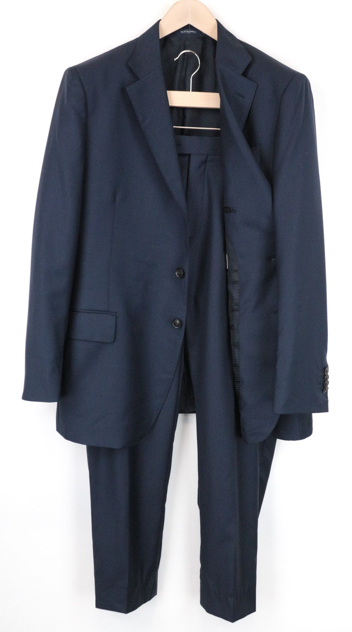 image of Suitsupply Lazio Uk46R Slim Blue Wool Lined Suit 68990, Men's