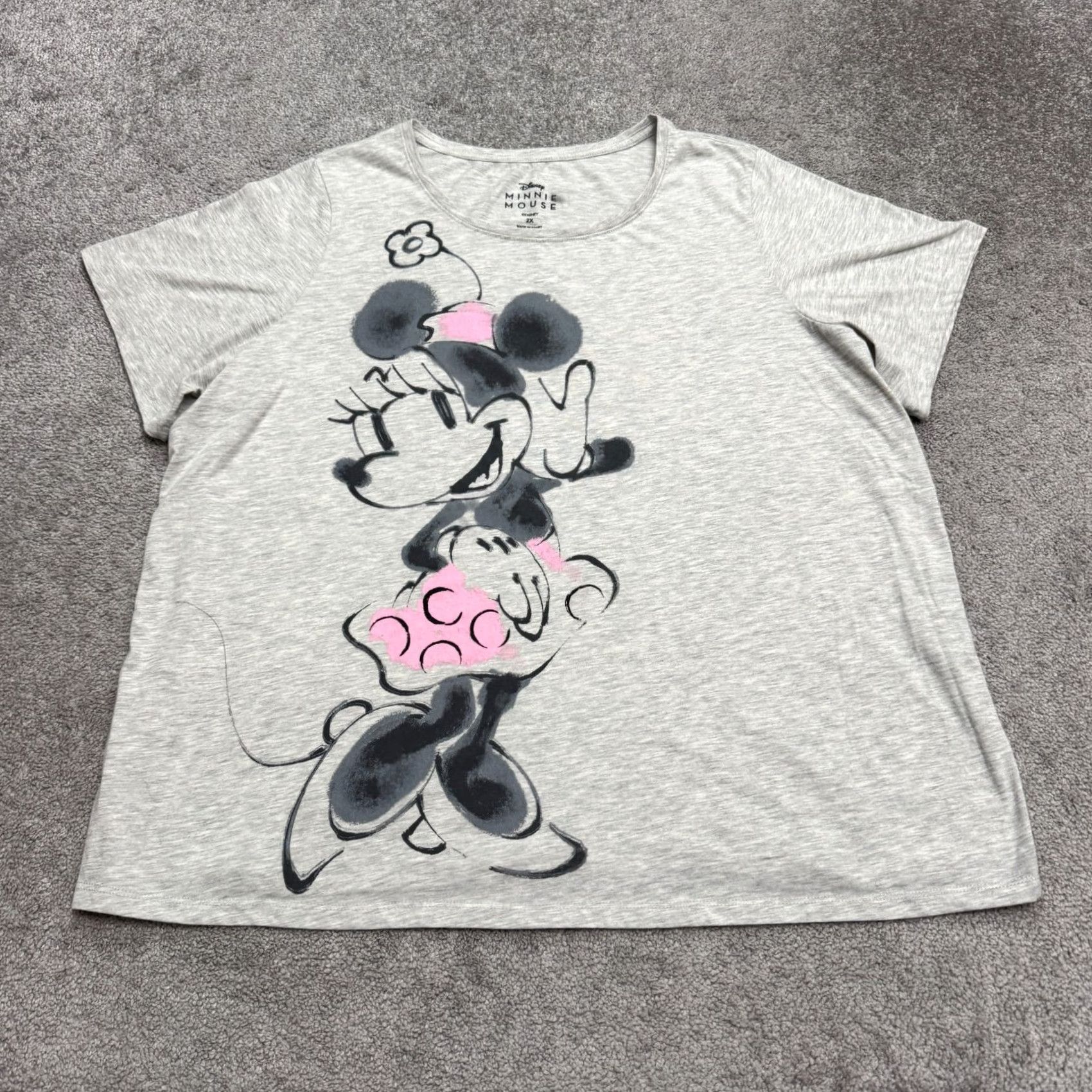 Disney Disney Minnie Mouse Graphic T-Shirt Womens Plus 2X Heathered Gray Casual Tee Top Size XXL / US 16-18 / IT 52-54 - 2 Thumbnail