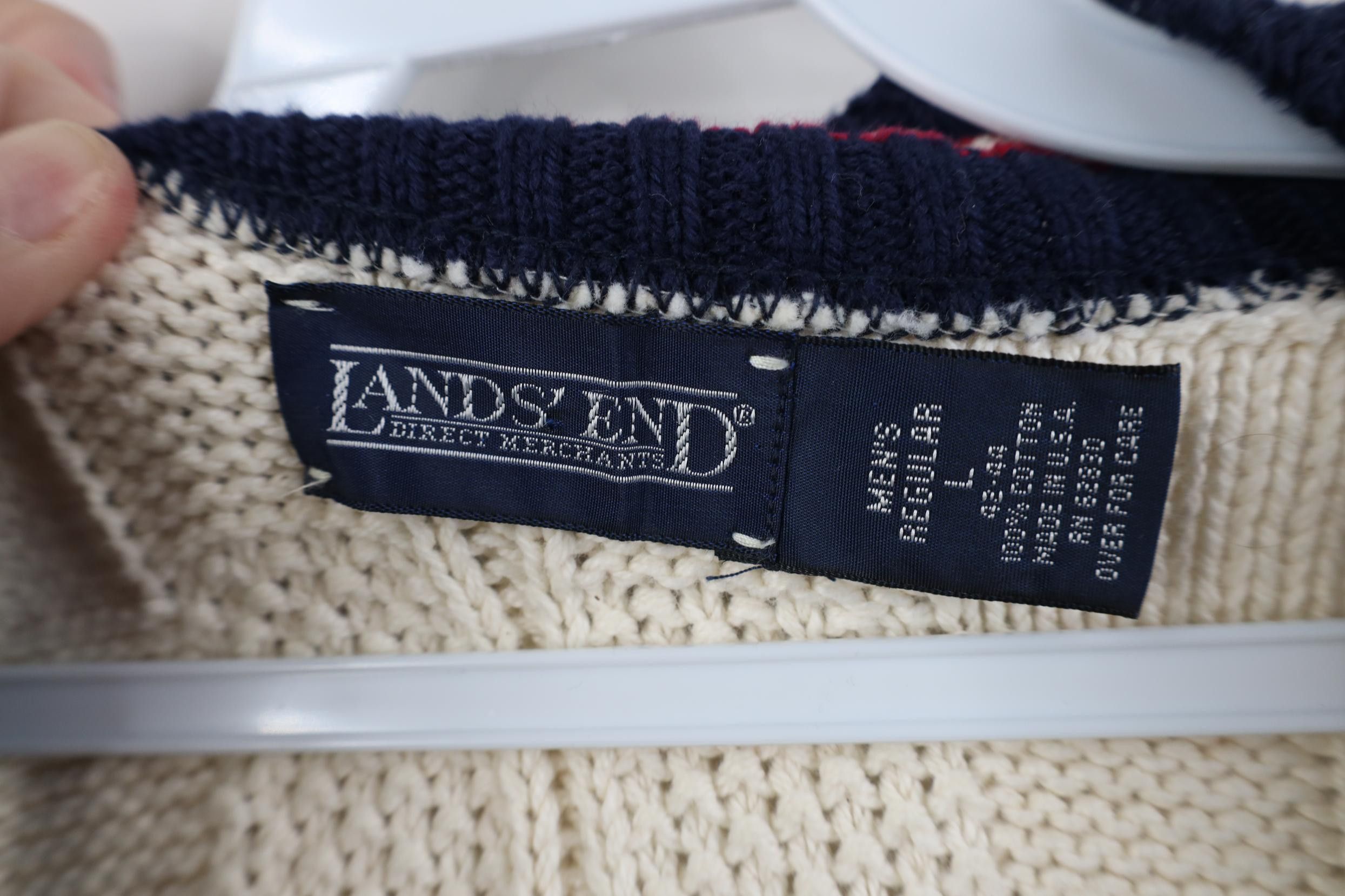 Lands' End Vintage 90s Lands End Cotton Checkered Knit Sweater Vest USA Size US L / EU 52-54 / 3 - 5 Thumbnail