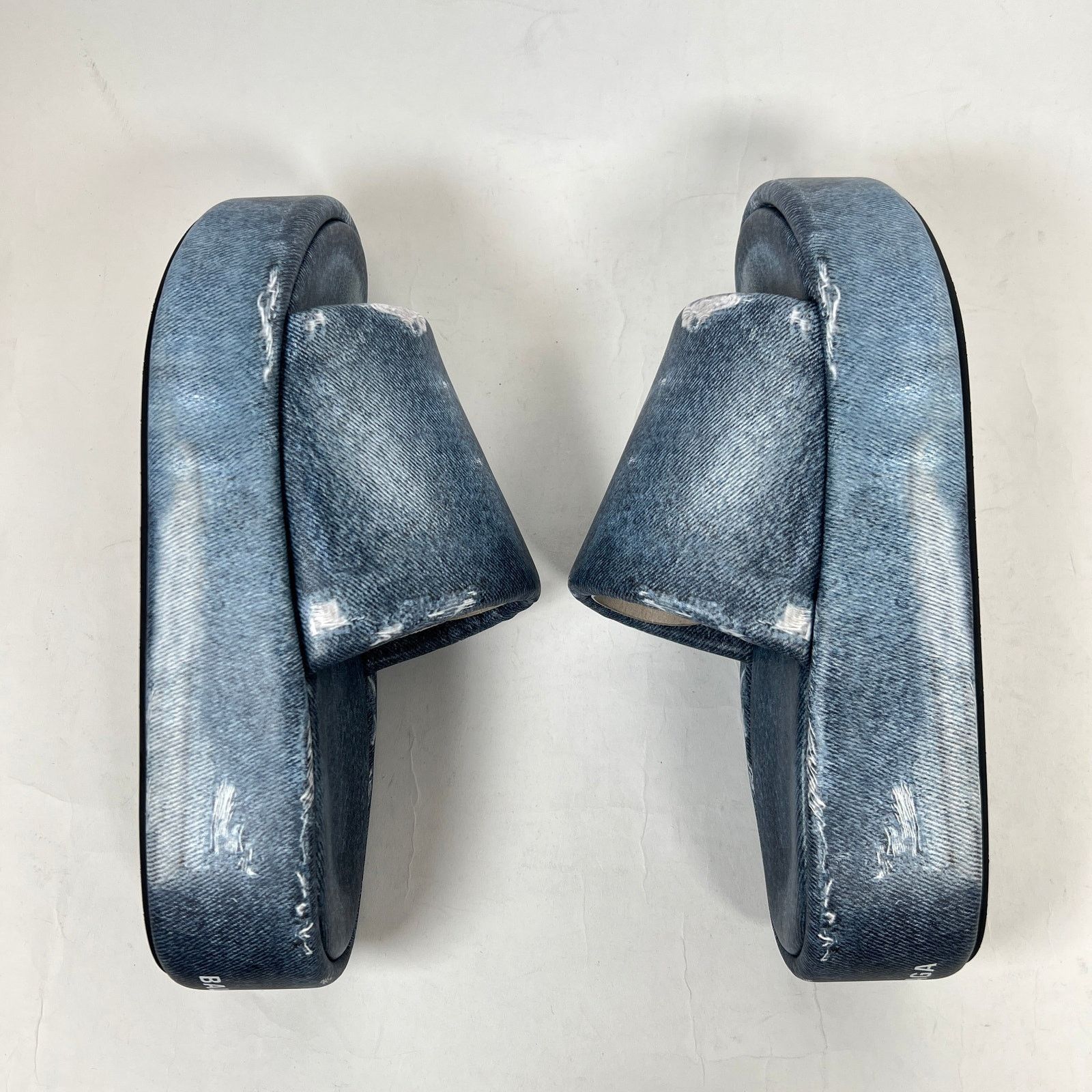 Balenciaga Balenciaga Blue Denim Trompe L'oeil Platform Slide Size 40 Size US 10 / IT 40 - 5 Thumbnail