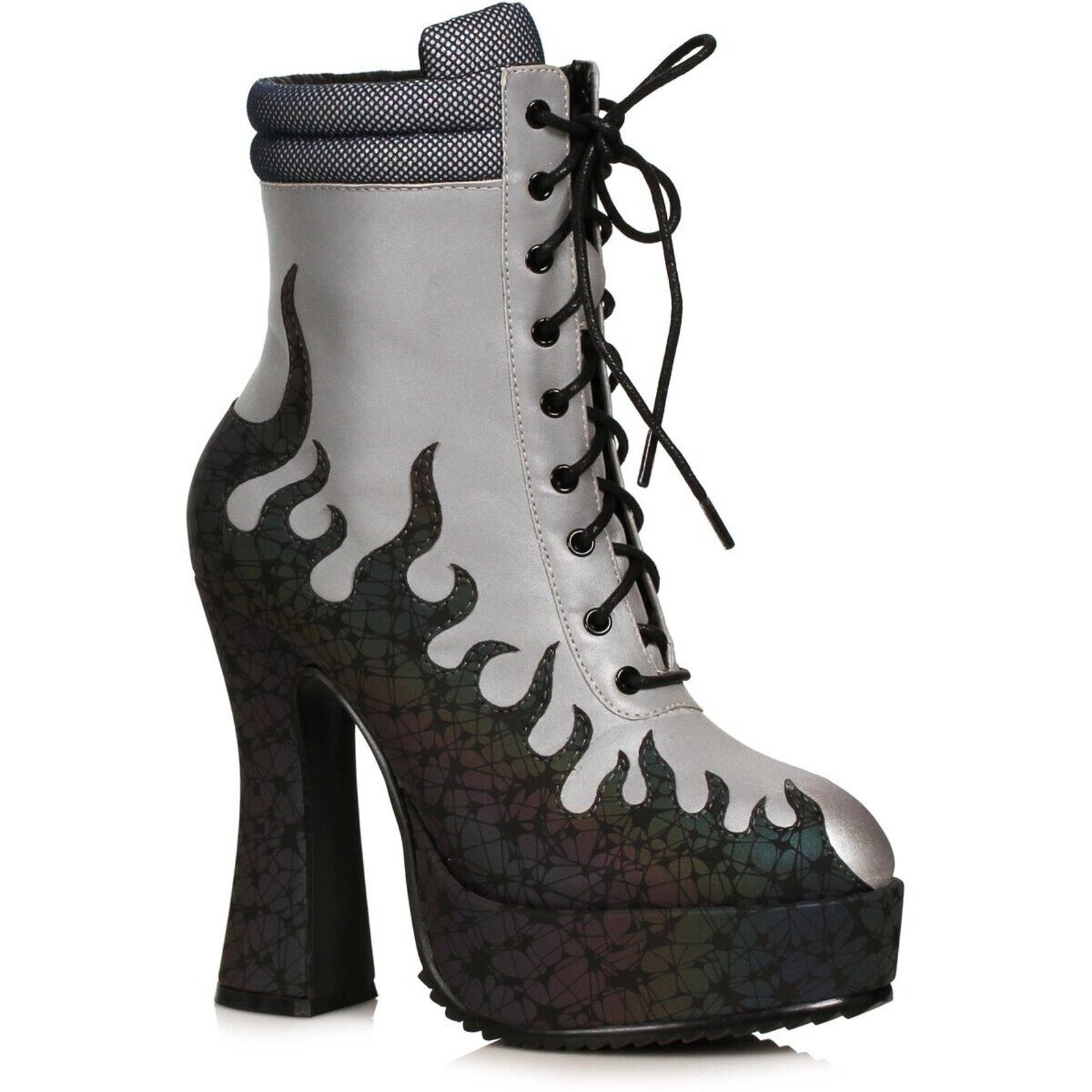 New Ellie 5.5" Heel Shoes Ankle Boots With Flame 557 Fire in Black, Women's (Size 6)