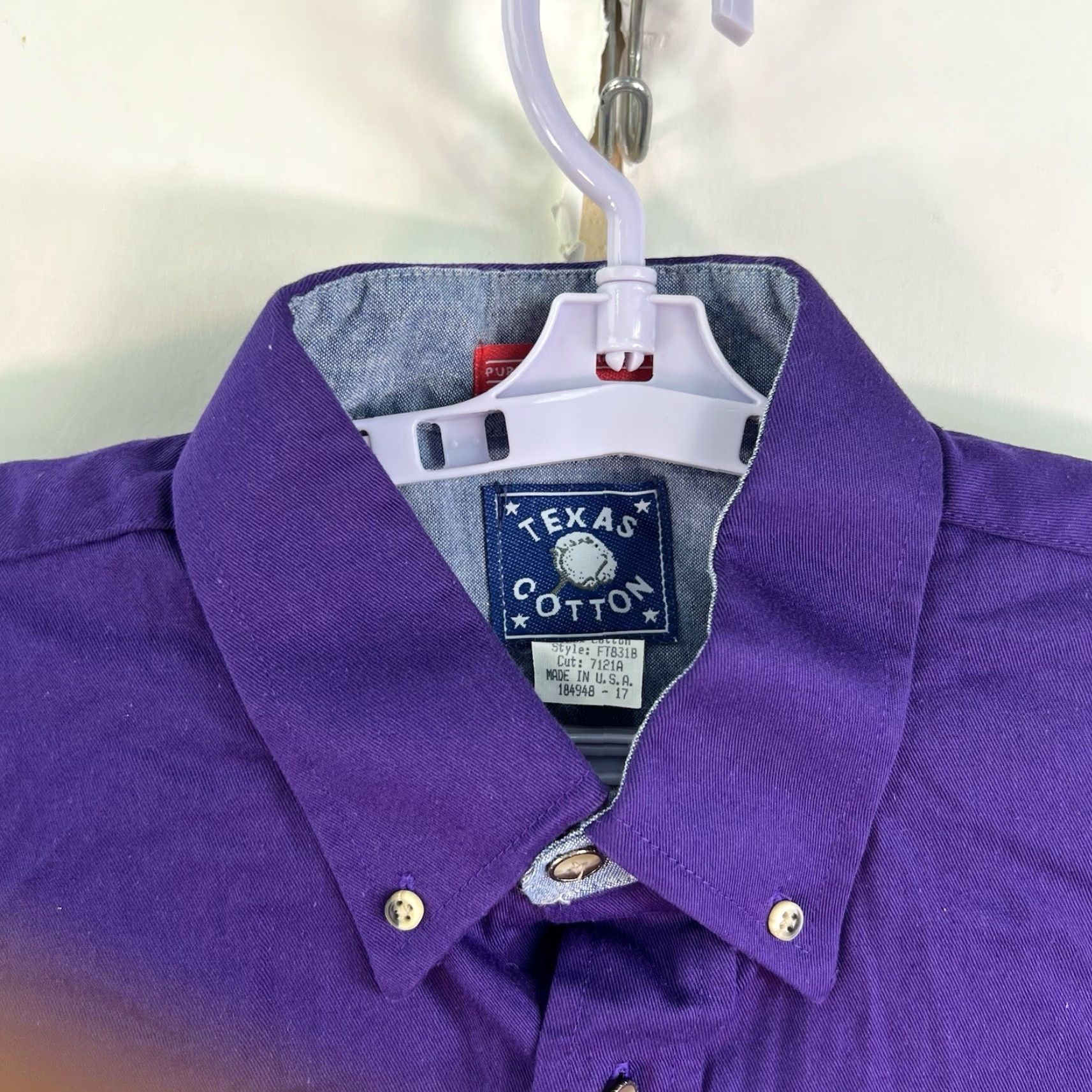 Vintage VINTAGE Texas Cotton Western Button-Down Shirt Mens SZ 15.5 Solid Purple Long Sleeve Casual U.S. Size US M / EU 48-50 / 2 - 3 Thumbnail