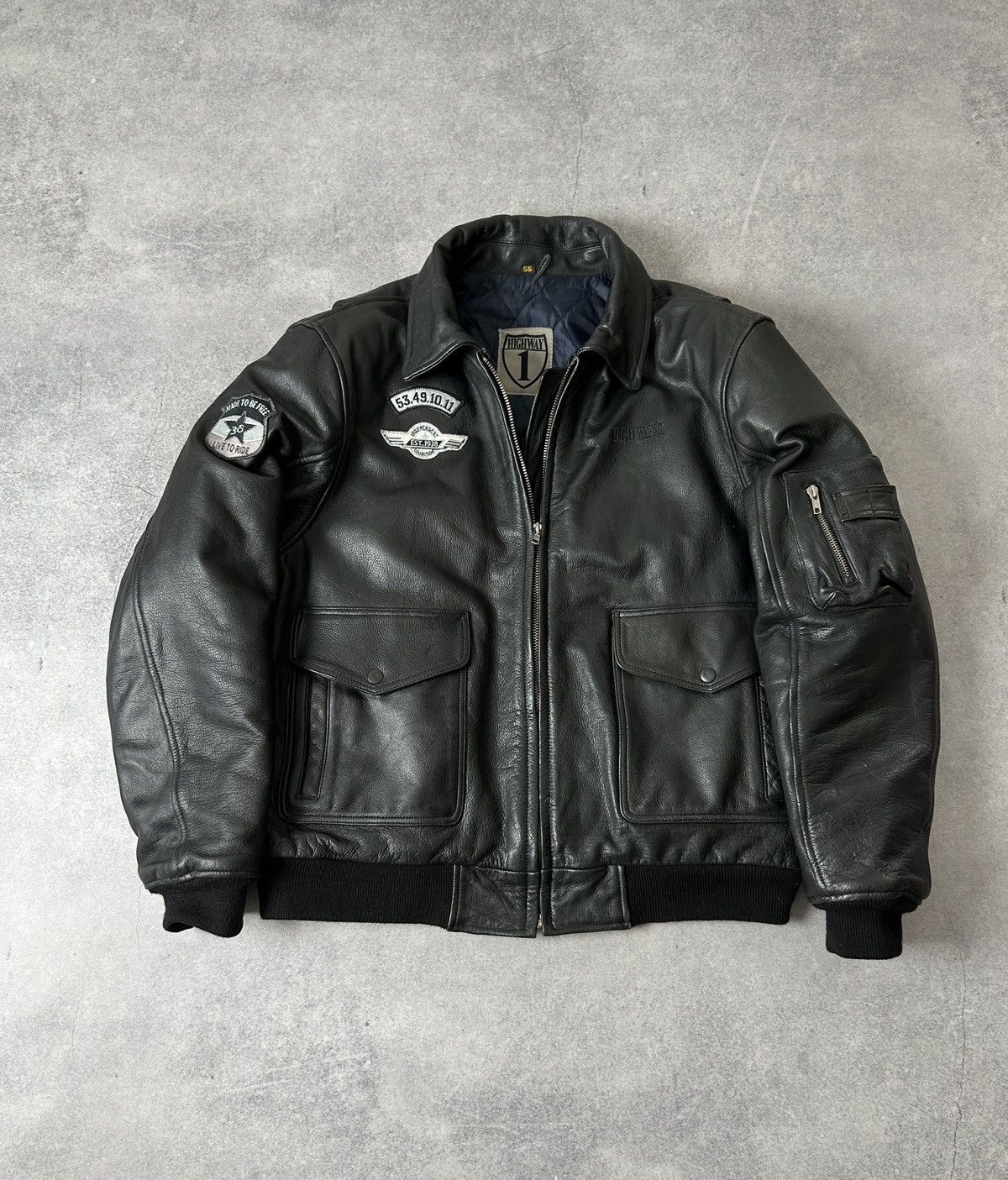 Highway 1 genuine moto leather jacket ma-1 mens biker style