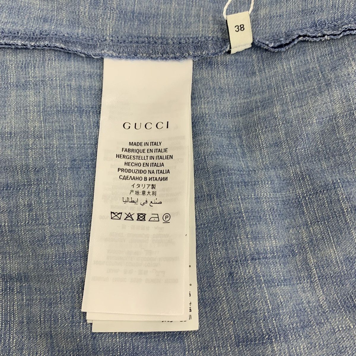 Gucci Gucci Blue Lace Ruffle Lace Cotton Long Sleeve Denim Dress Size S / US 4 / IT 40 - 7 Thumbnail