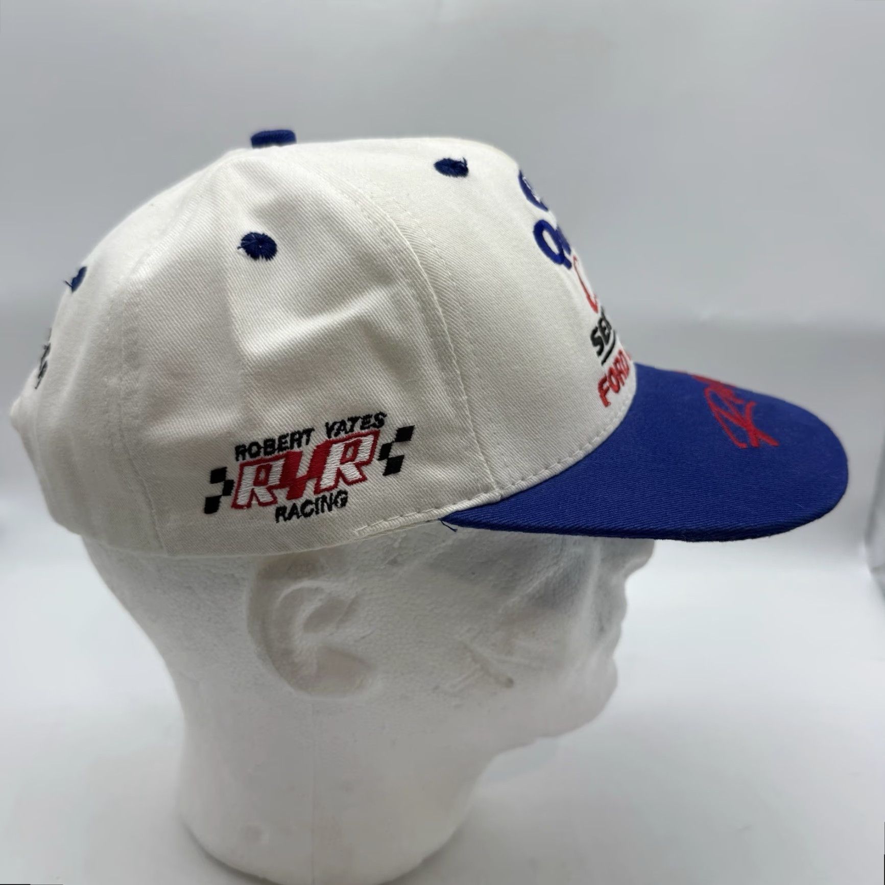 Vintage VINTAGE Nascar Hat Cap Snap Back White Ford #88 Racing Team Quality Care Navy? Size ONE SIZE - 5 Thumbnail