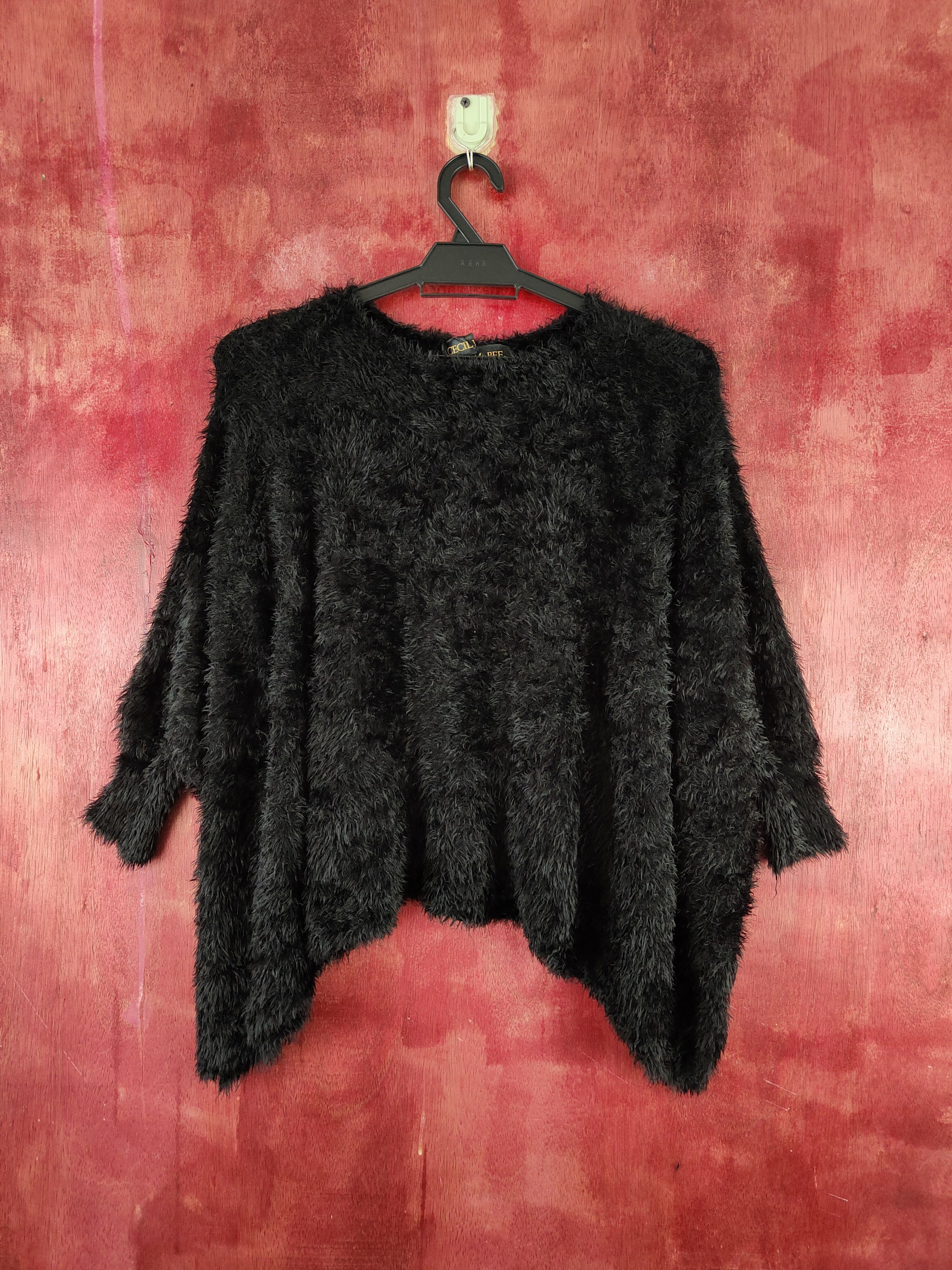 image of Aran Isles Knitwear Cecil Mcbee Black Shag Shaggy Fur Mohair Knitwear S2036, Women's (Size Large)