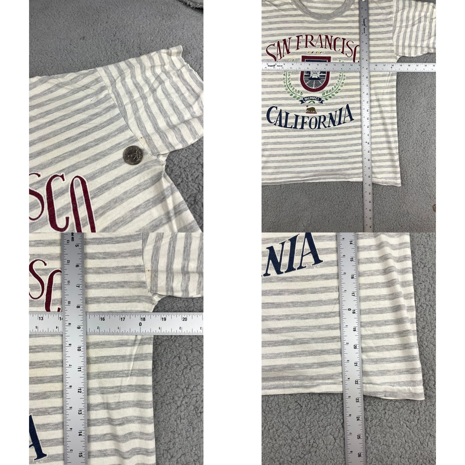 Vintage VINTAGE San Francisco Tshirt Men's Small Gray Striped California Graphic Tee 80s 90s SF Crew Neck Short Sleeve Vintage Shirt Size US S / EU 44-46 / 1 - 8 Thumbnail