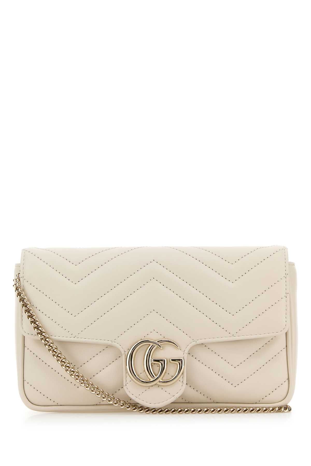 Gucci Ivory Leather Small Gg Marmont Shoulder Bag Size ONE SIZE - 1 Thumbnail