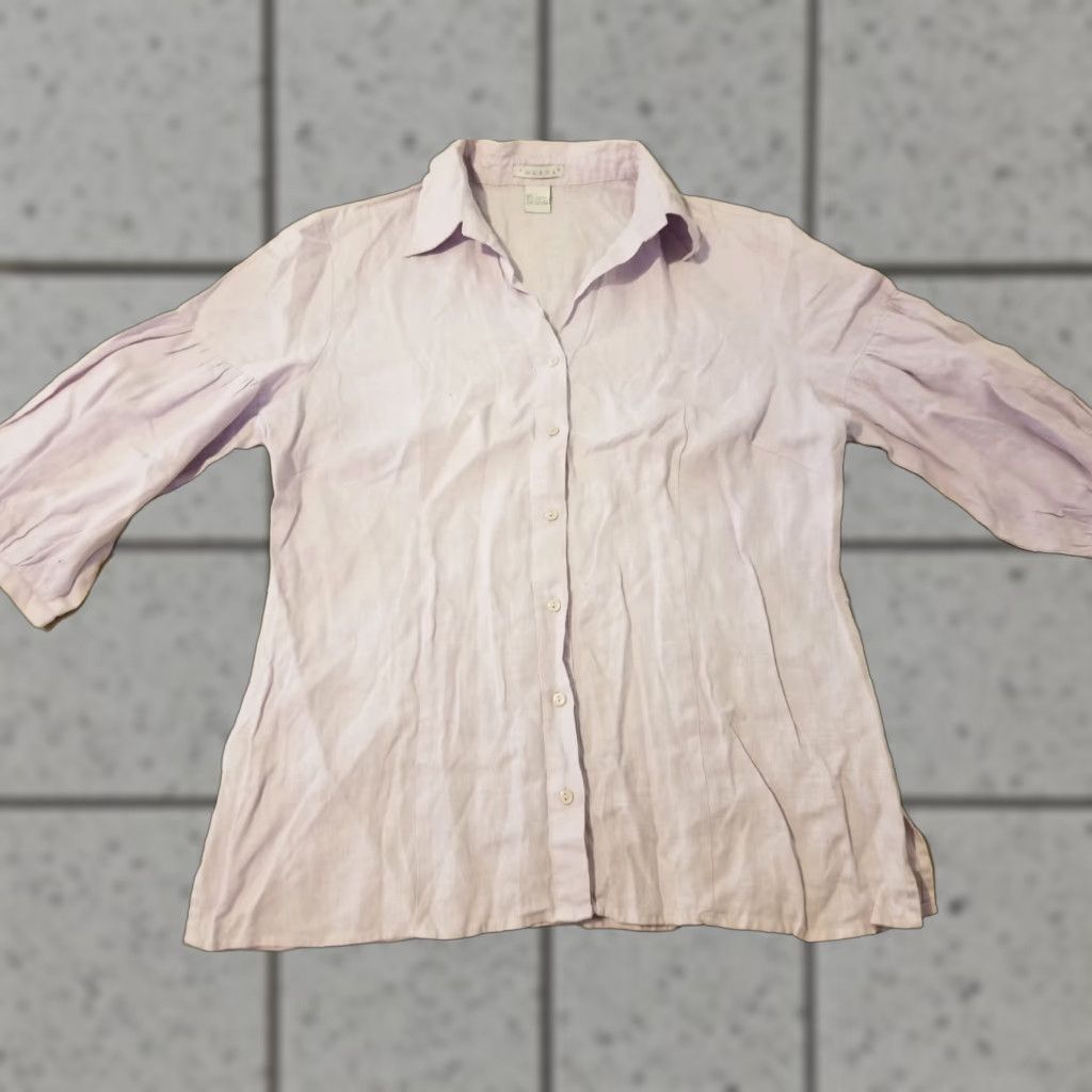 Vintage Womens Tweeds Linen Dress Shirt L Purple Button Blouse Size L Casual Spring Summer Womens Blouse Size L / US 10 / IT 46 - 1 Thumbnail