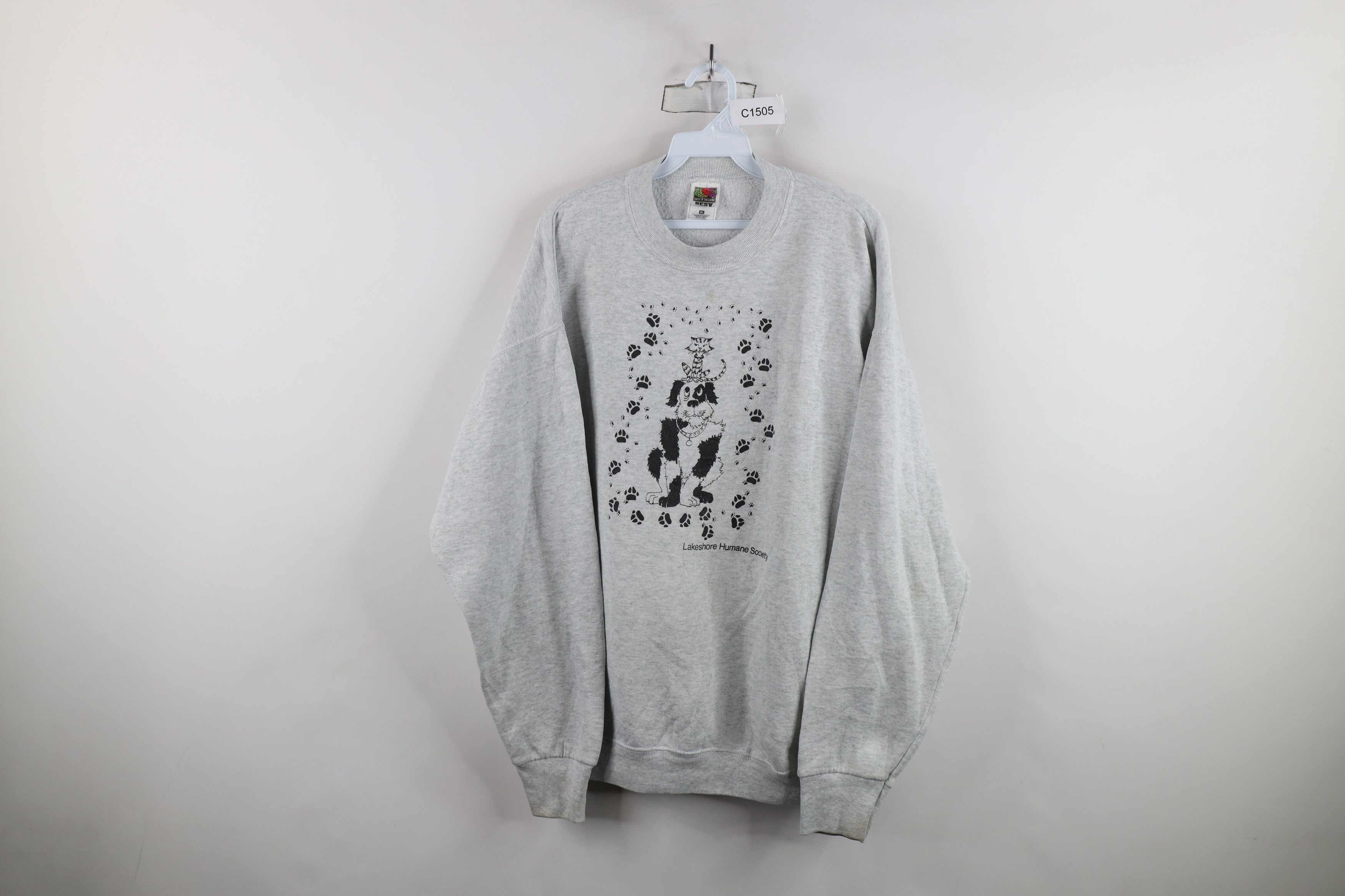 Vintage Vintage 90s Streetwear Humane Society Cat Dog Sweatshirt Size US XL / EU 56 / 4 - 1 Thumbnail