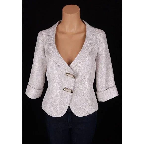 image of Smythe Les Vestes Cropped Shrug Blazer 10 Metallic Gold in Metallic Gold Silver, Women's (Size Larg