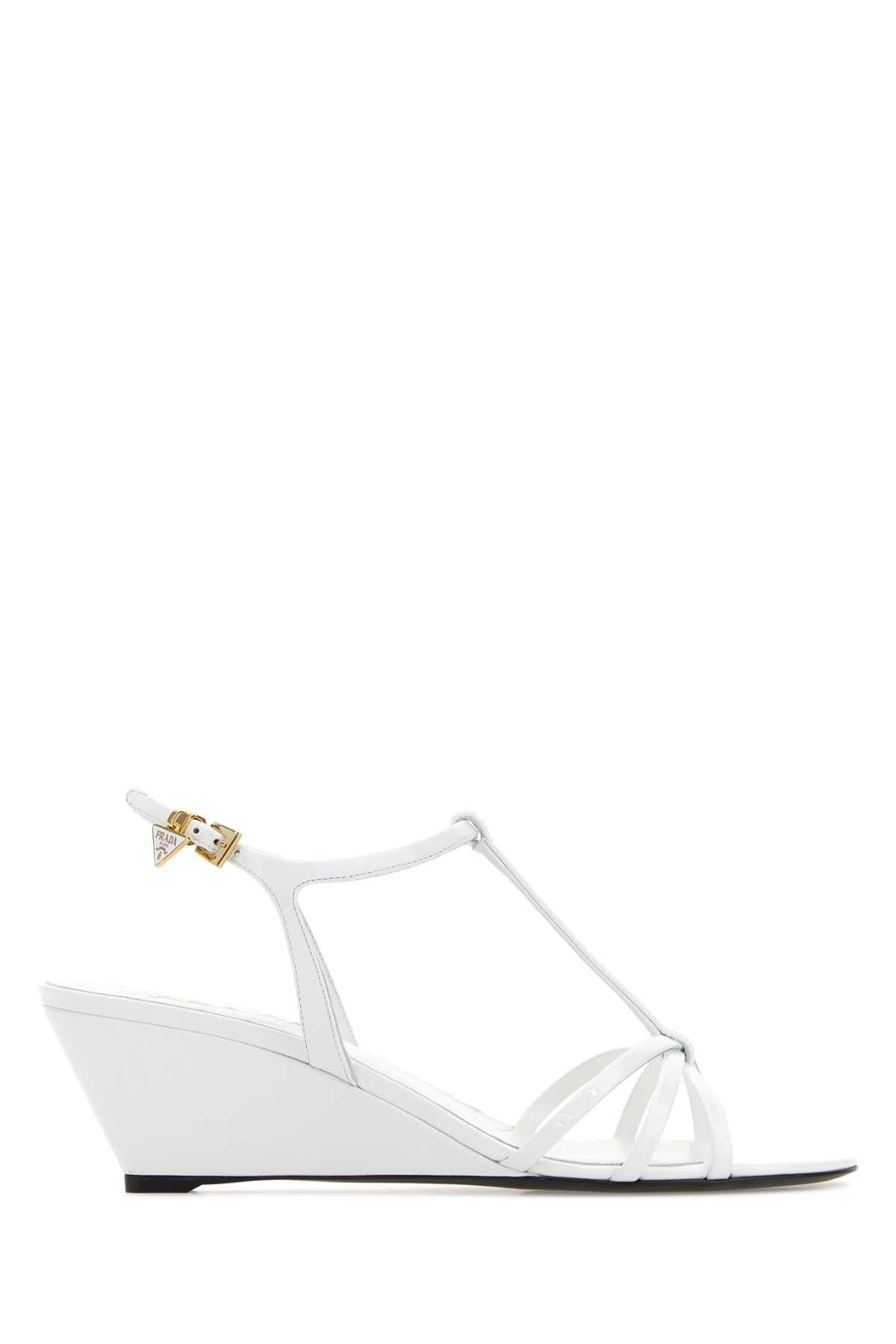 Prada White Leather Sandals Size US 9 / IT 39 - 1 Thumbnail