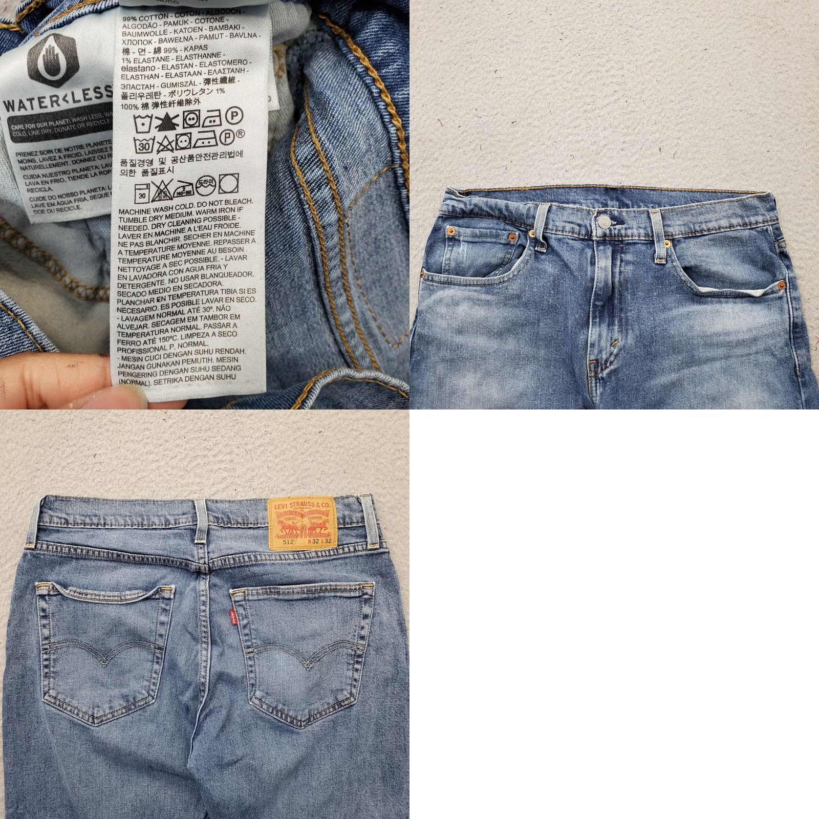 Levi's Levi's Mens Jeans 512 Blue Denim Straight Fit 32 x 32 5-Pocket Slim Regular Waist 16" Inseam 30" Vintage: No Size US 32 / EU 48 - 8 Thumbnail