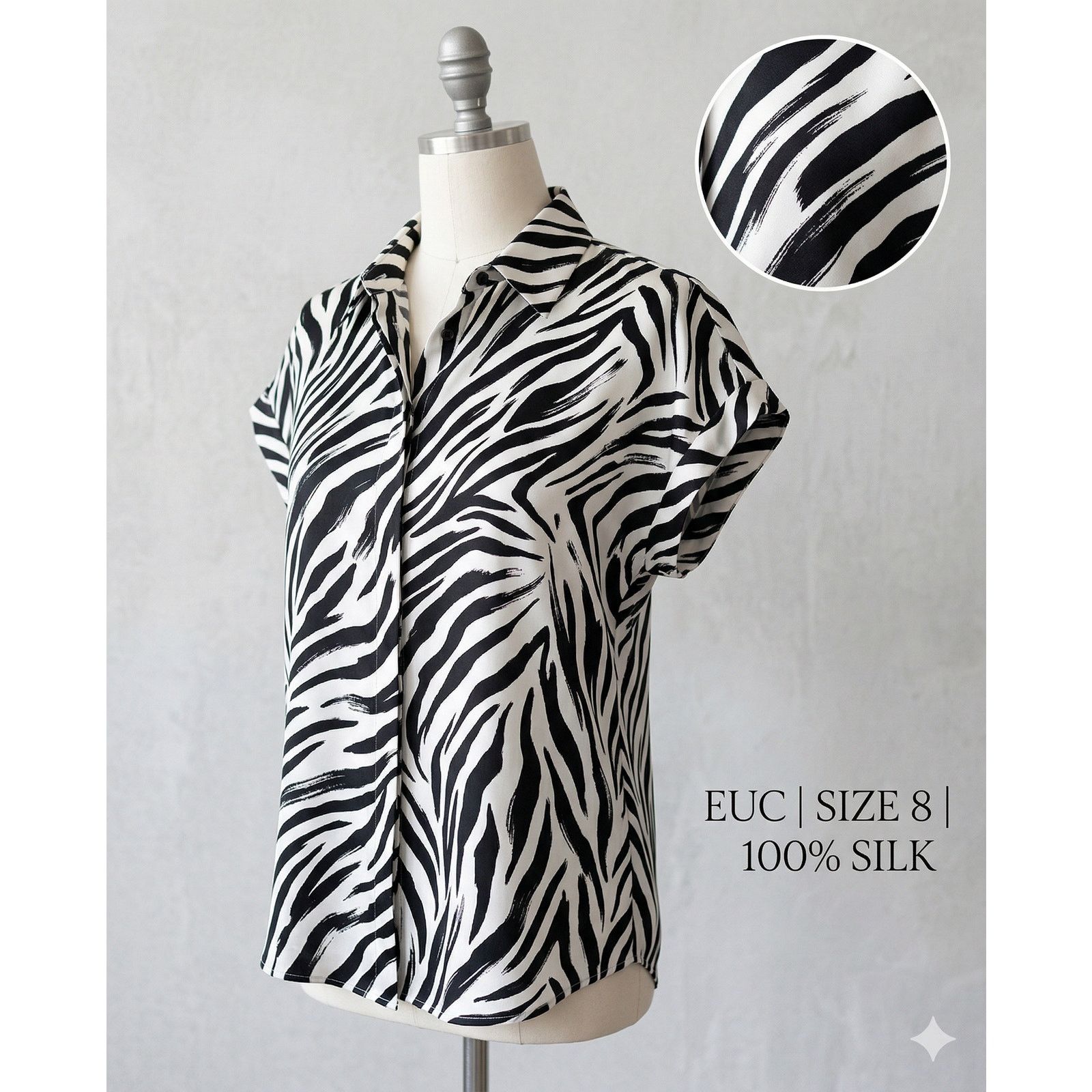 Lafayette 148 Lafayette 148 NY Zebra Silk Short Sleeve Blouse Size 8 EUC Size M / US 6-8 / IT 42-44 - 6 Thumbnail