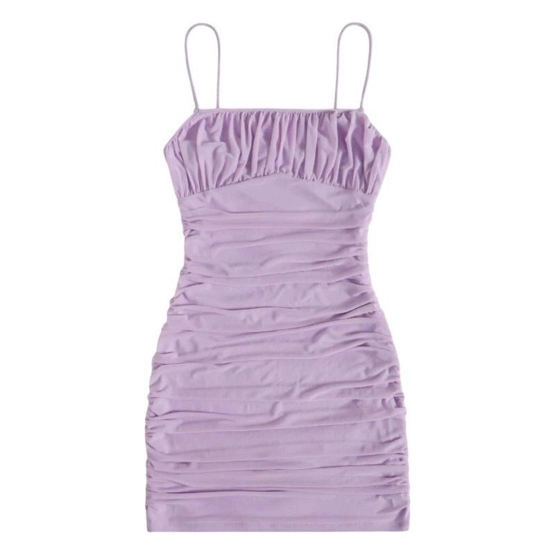 Shein Ruched Mesh Bodycon Dress in Lilac, Size S Size S / US 4 / IT 40 - 1 Thumbnail