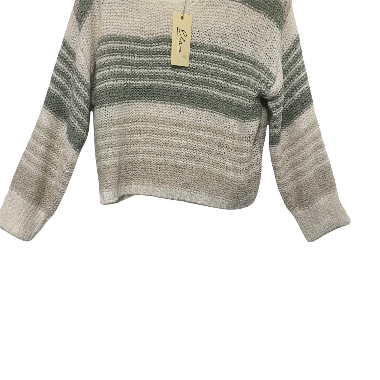 ELAN Elan Tan Green Stripe Preppy Minimal Sweater SmTag Academia Size S / US 4 / IT 40 - 3 Thumbnail