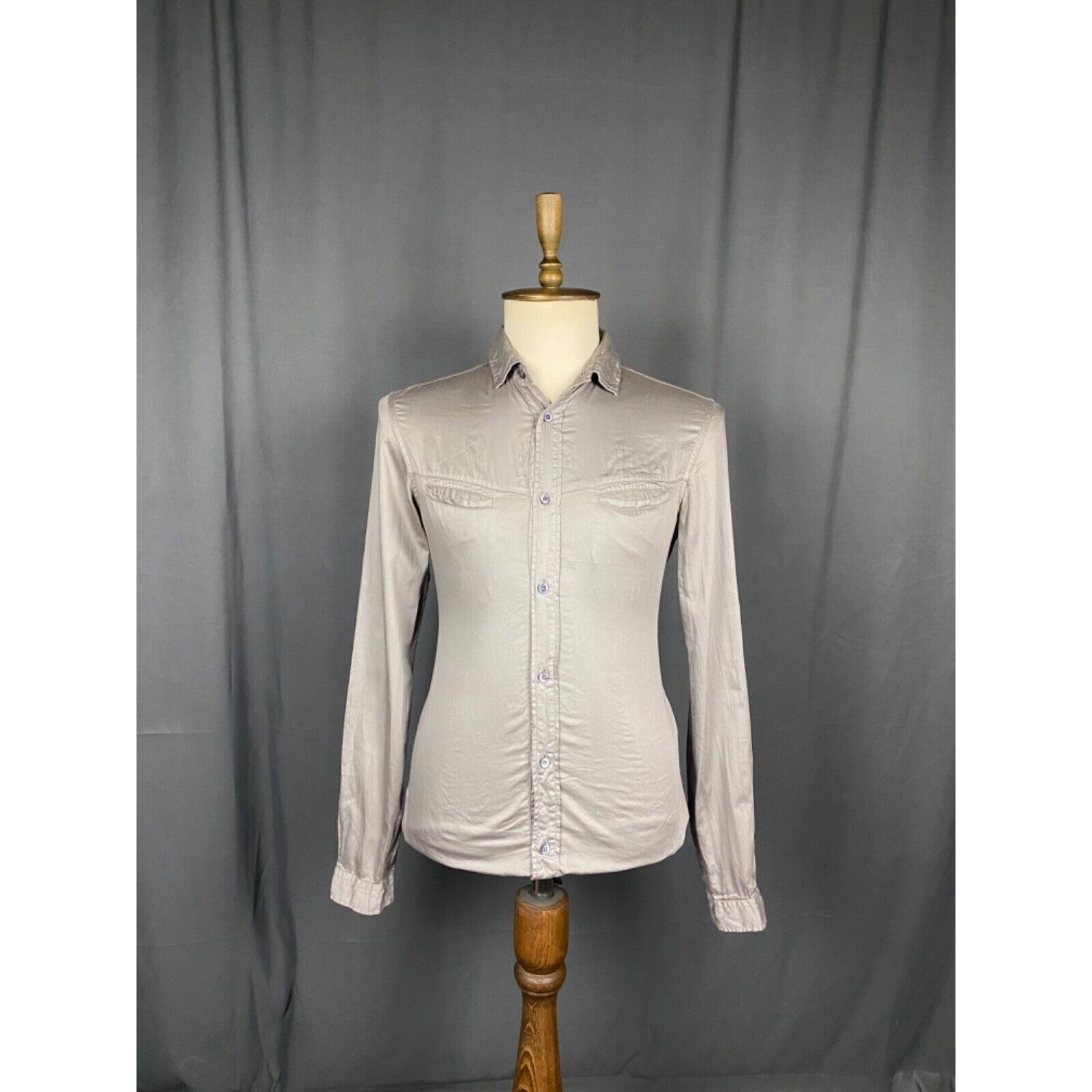 Prada Men's Khaki Gray Longsleeve Shirt Size 40