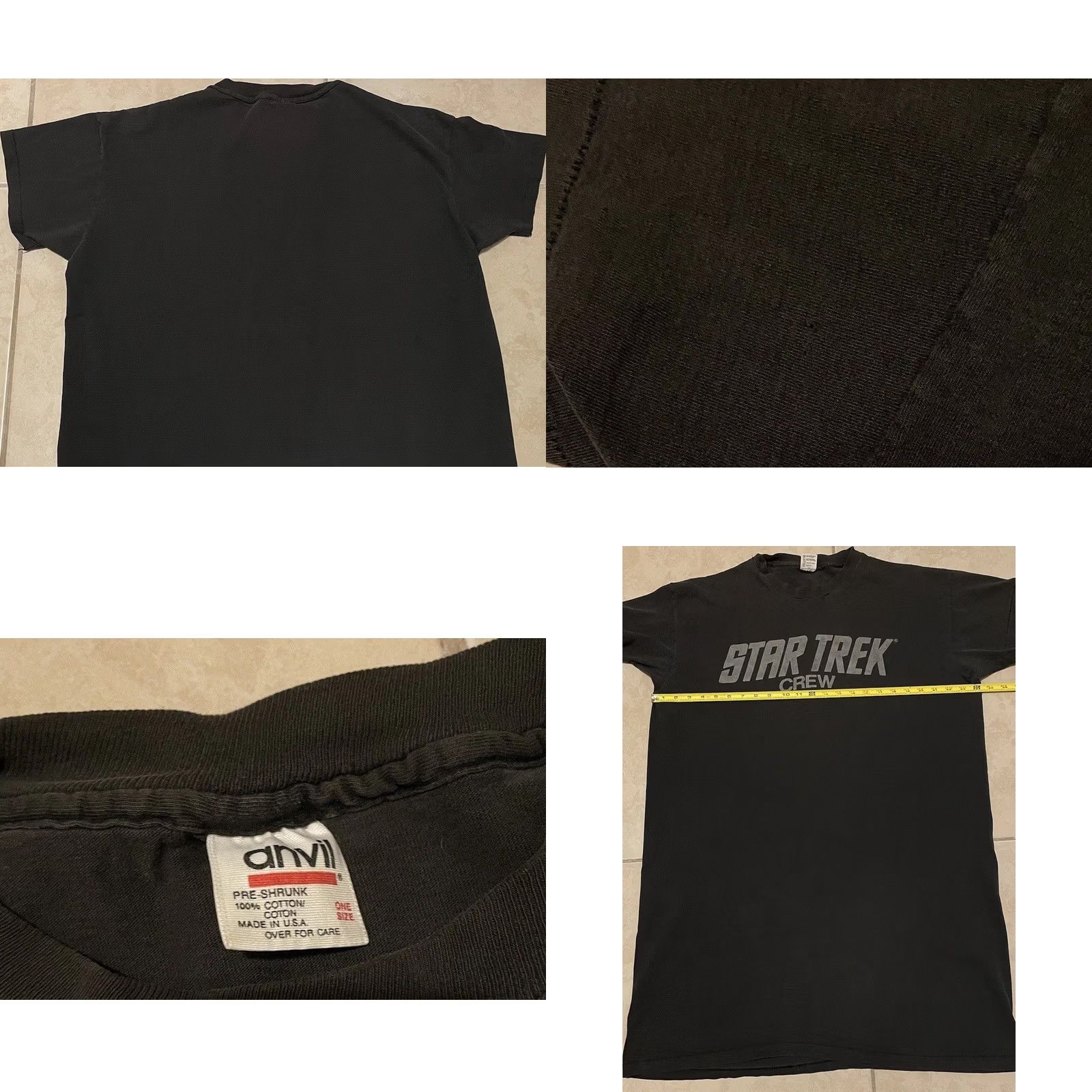 Vintage VINTAGE Star Trek Crew Faded Sleeping Shirt Mens T-Shirt 90s Black Space Sci Fi TV Movie The Hundreds Spaceship Graphic Tee Size US M / EU 48-50 / 2 - 9 Thumbnail