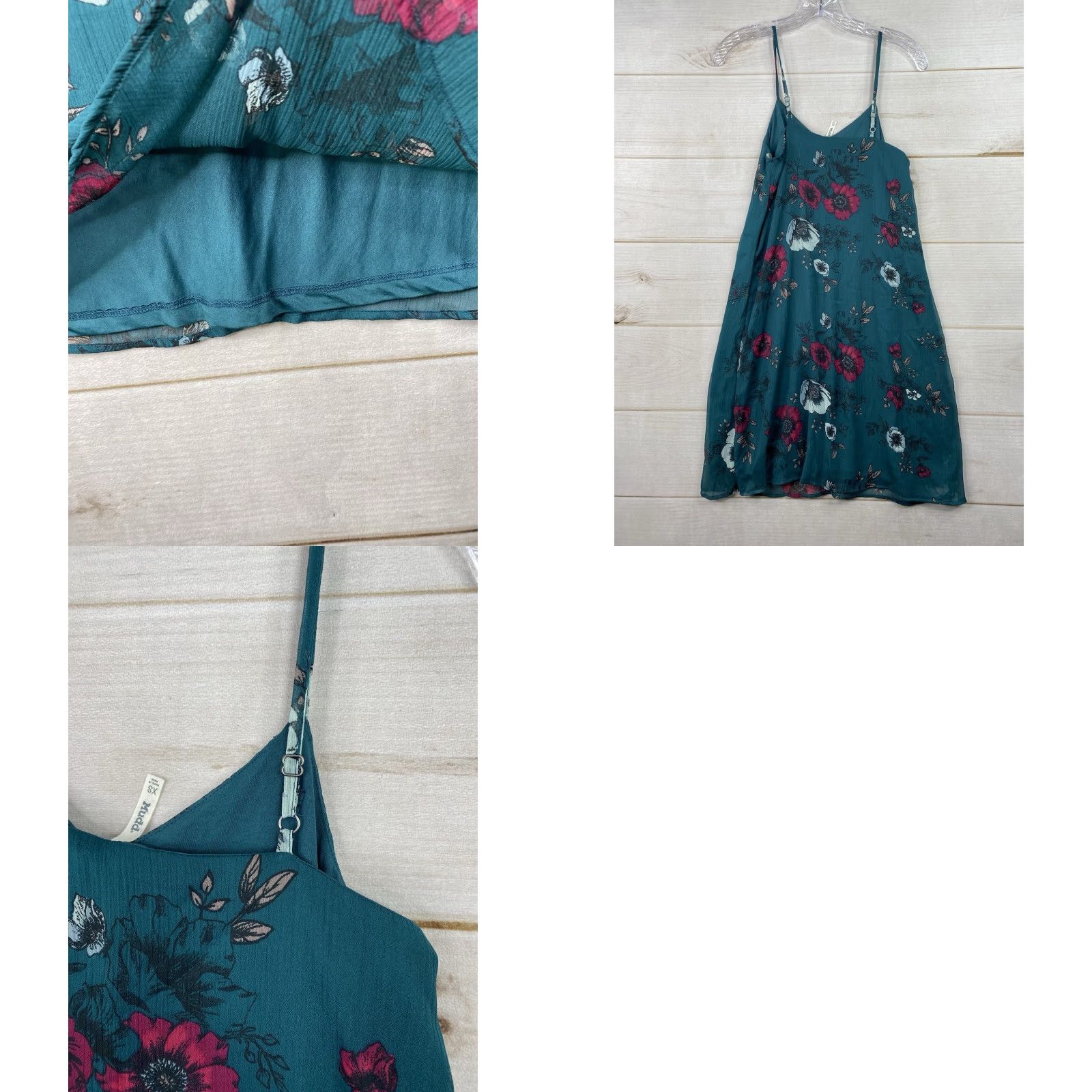 Vintage Mudd Slip Dress Womens XS Green Floral Y2K Sleeveless Lined V-Neck Pullover NWT Size XS / US 0-2 / IT 36-38 - 8 Thumbnail