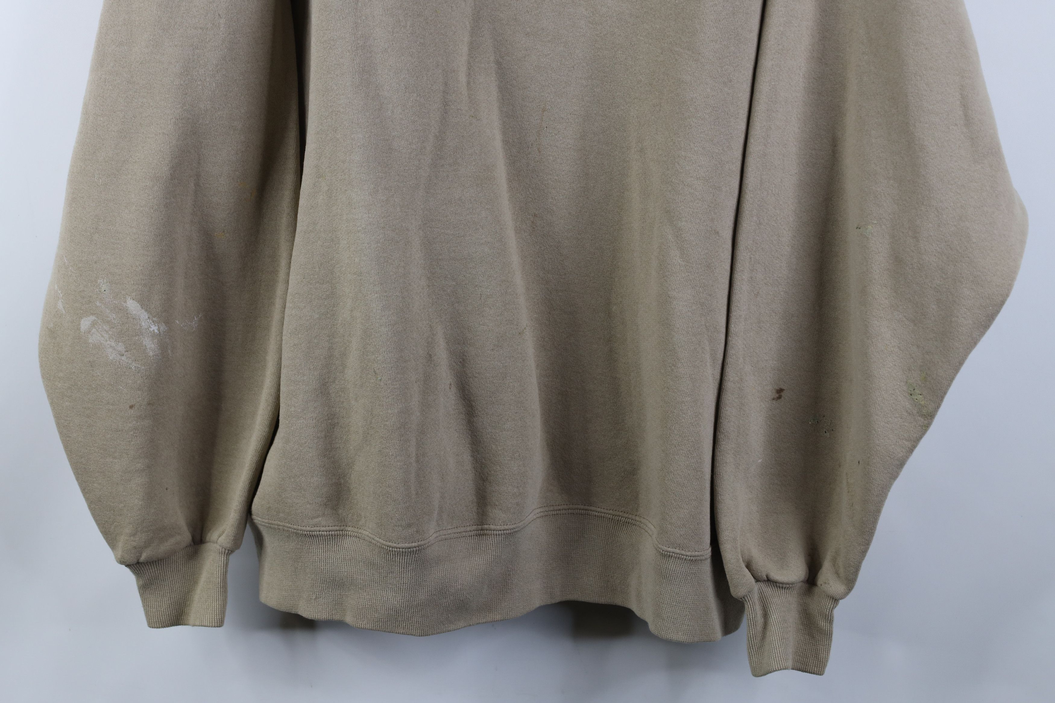 Vintage Vintage 90s Streetwear Blank Crewneck Sweatshirt Khaki Beige Size US XXL / EU 58 / 5 - 3 Thumbnail