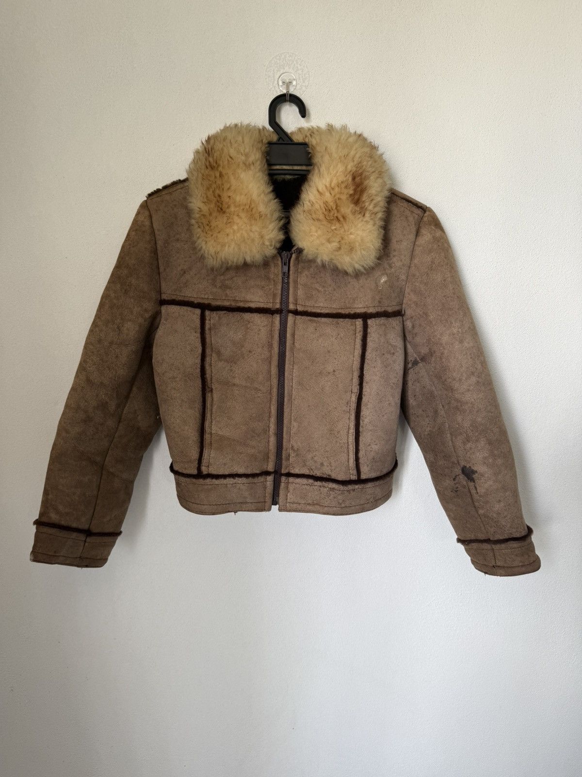 Genuine Leather DISTRESS STYLE SHEEP SKIN CROPPED JACKET FUR Size S / US 4 / IT 40 - 1 Thumbnail