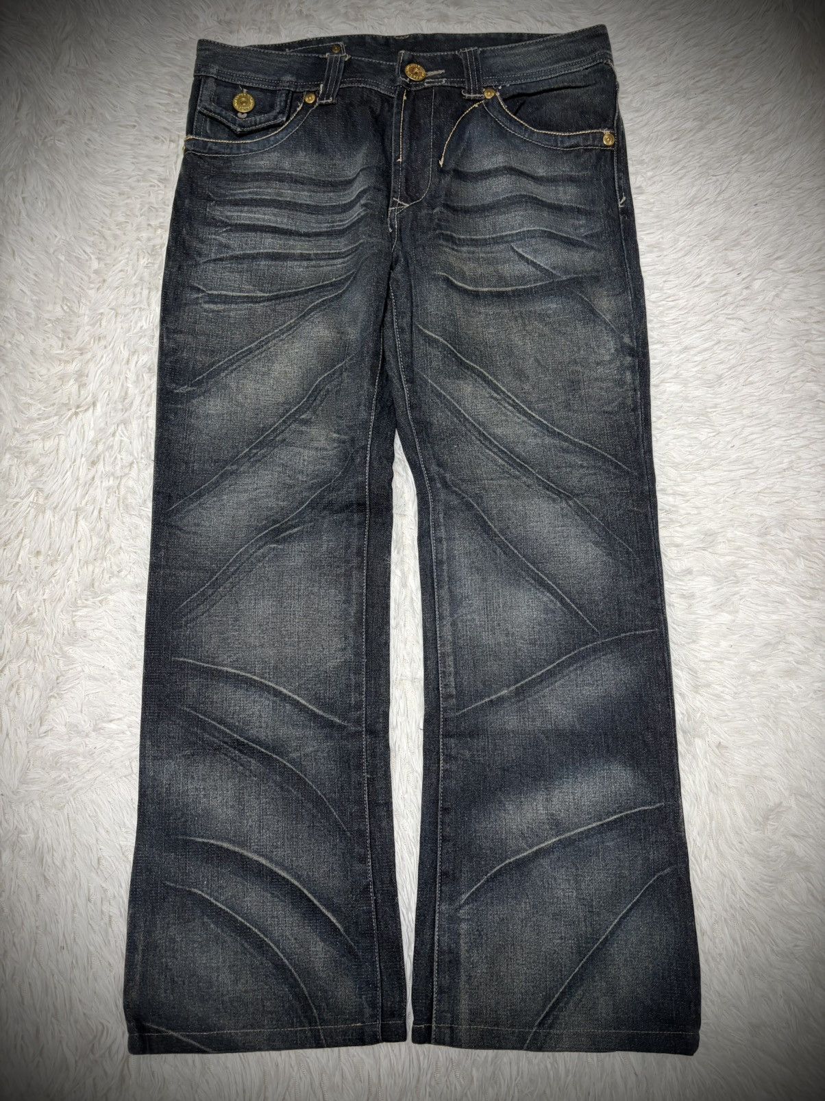 Japanese Brand Rare Japanese Brand whisker bootcut jeans Size US 34 / EU 50 - 1 Thumbnail