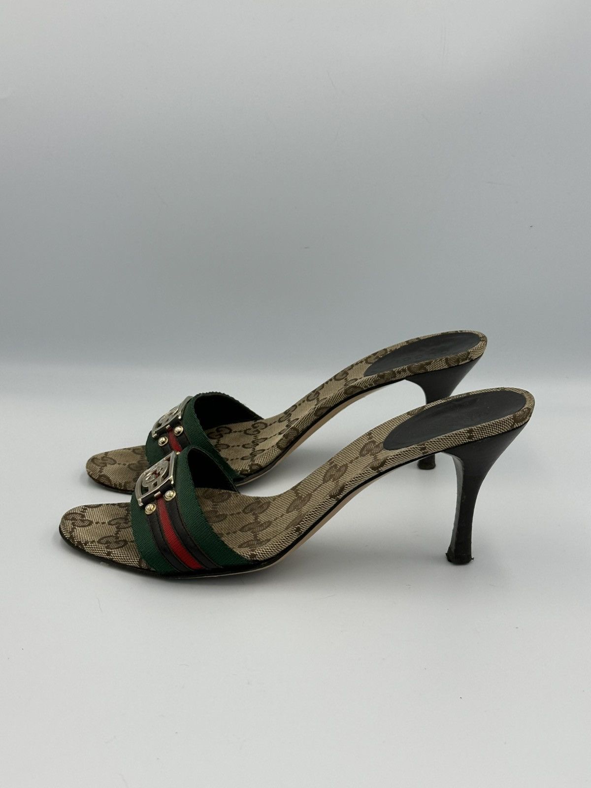 Gucci Gucci cloth heeled sandals monogram interlocking GG with box Size US 6 / IT 36 - 4 Thumbnail