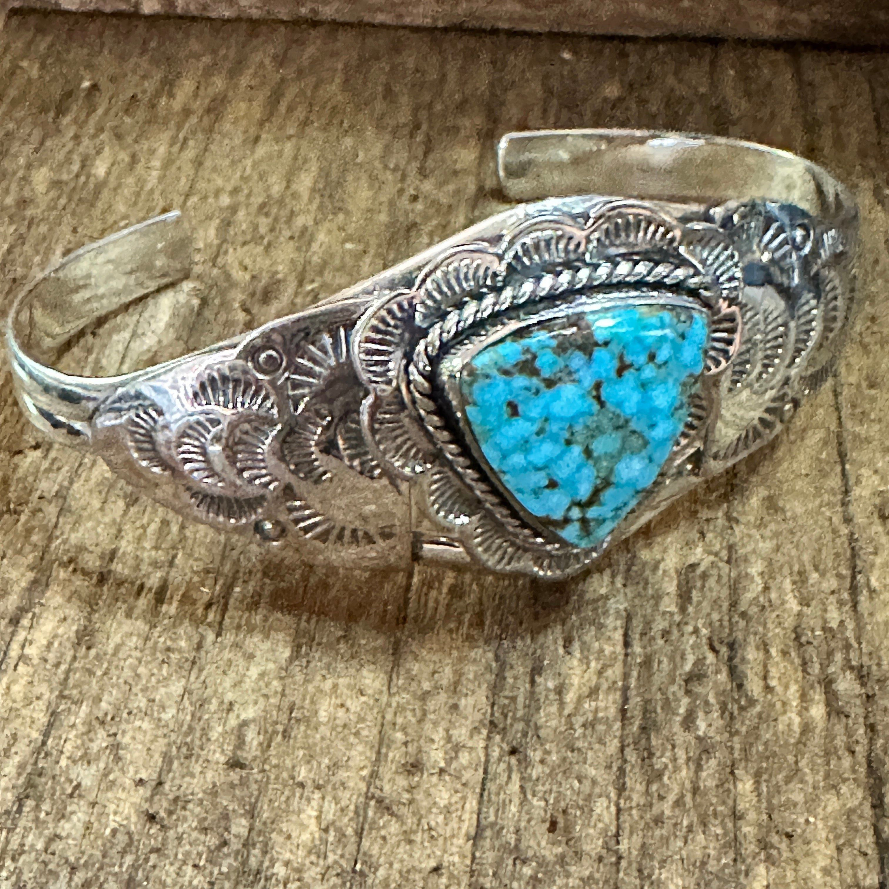 Other Handmade Sterling Silver & Kingman Turquoise Cuff Bracelet, Size ONE SIZE - 6 Thumbnail