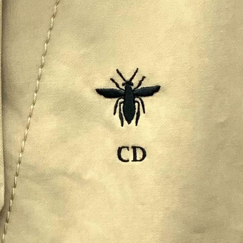 Dior Brown bee embroidered cotton lapel cloak coat 2505-Nex