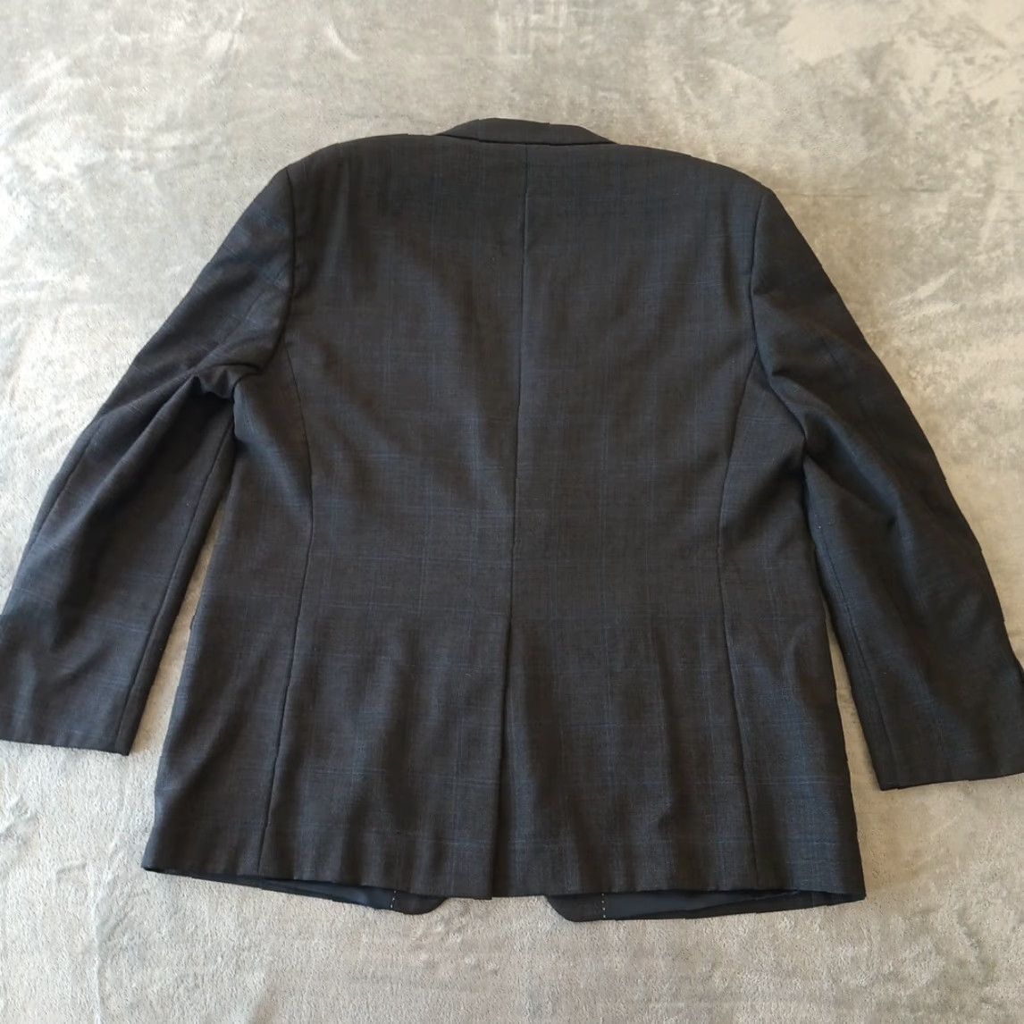 Nautica Nautica Blazer Mens 46 Gray Blue Plaid Wool Two Button Single Vent Notch Lapel 2 Piece Jacket Coat Regular Fit–Mens Size 46R - 2 Thumbnail