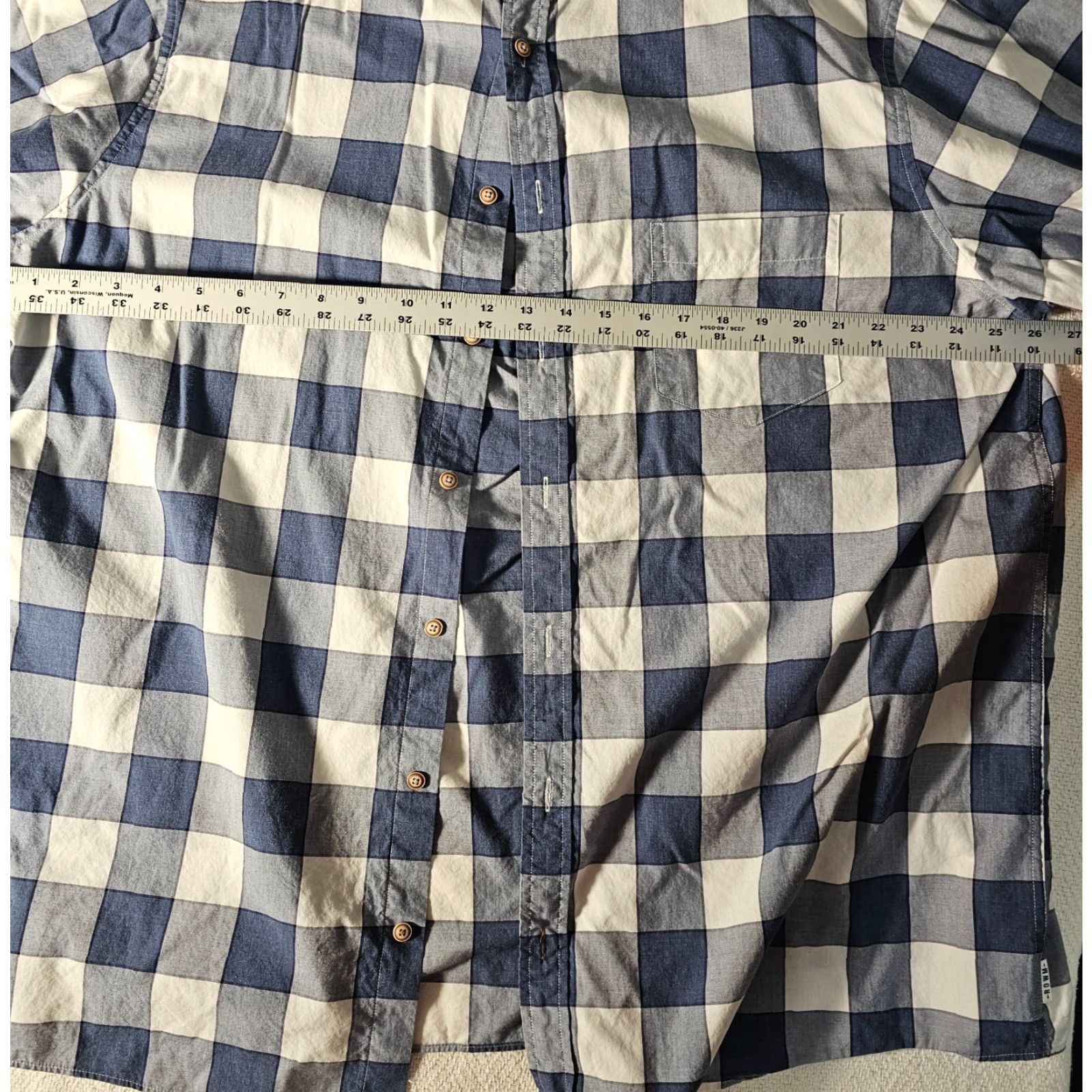 Vintage Rowm Button-Up Shirt 2XT Blue Check Pocket Stretch Short Sleeve Mens Regular Tall Collared Shirt Size US XXL / EU 58 / 5 - 6 Thumbnail