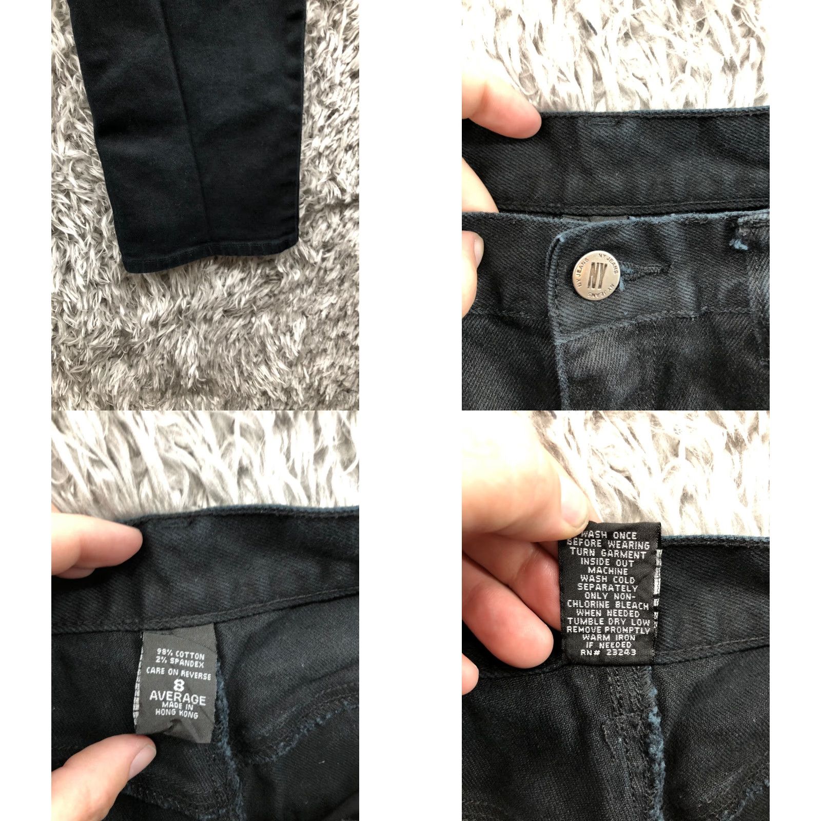 Denime NY Jeans Womens Jeans Size 8 Dark Wash Black Denim Straight Mid Rise Regular 5-Pocket Zipper Button Belt Loops 29in Inseam Size 30" / US 8 / IT 44 - 8 Thumbnail