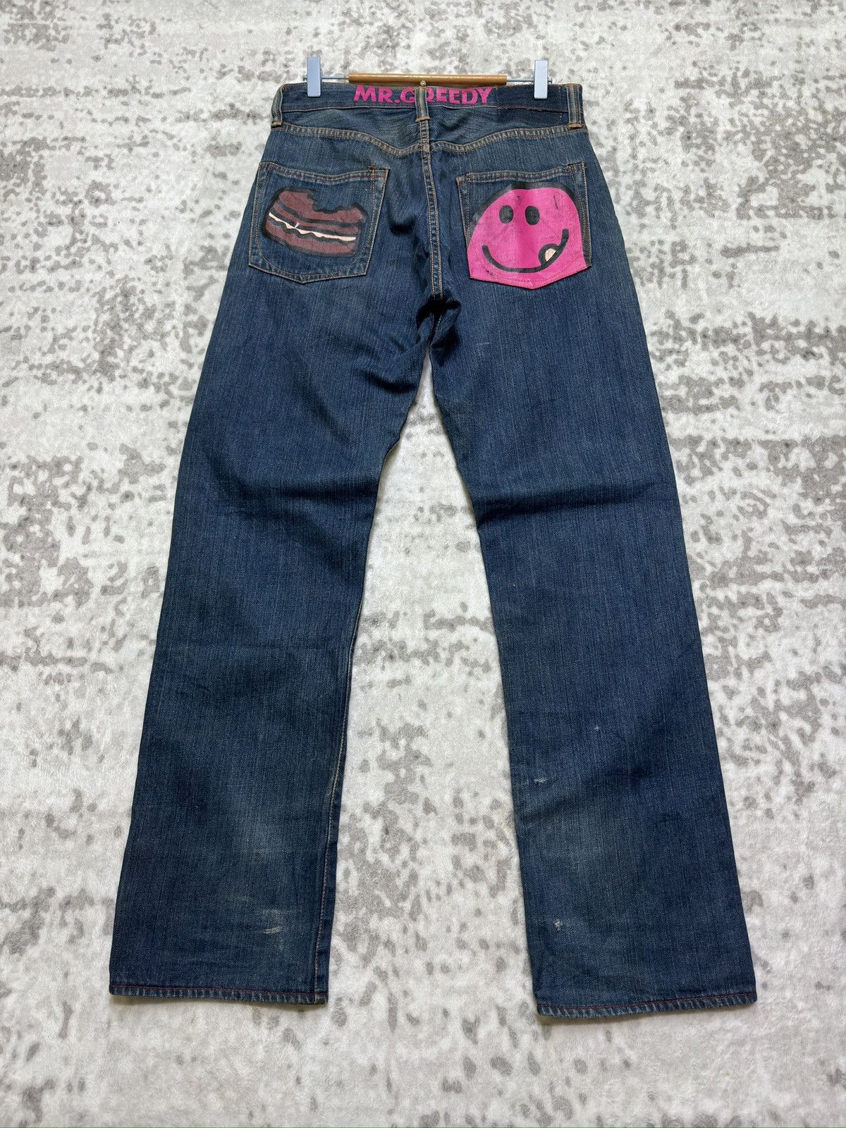 Hysteric Glamour Vintage Mr. Greedy Daicock Distressed Graphic Denim Jeans Size US 30 / EU 46 - 1 Thumbnail