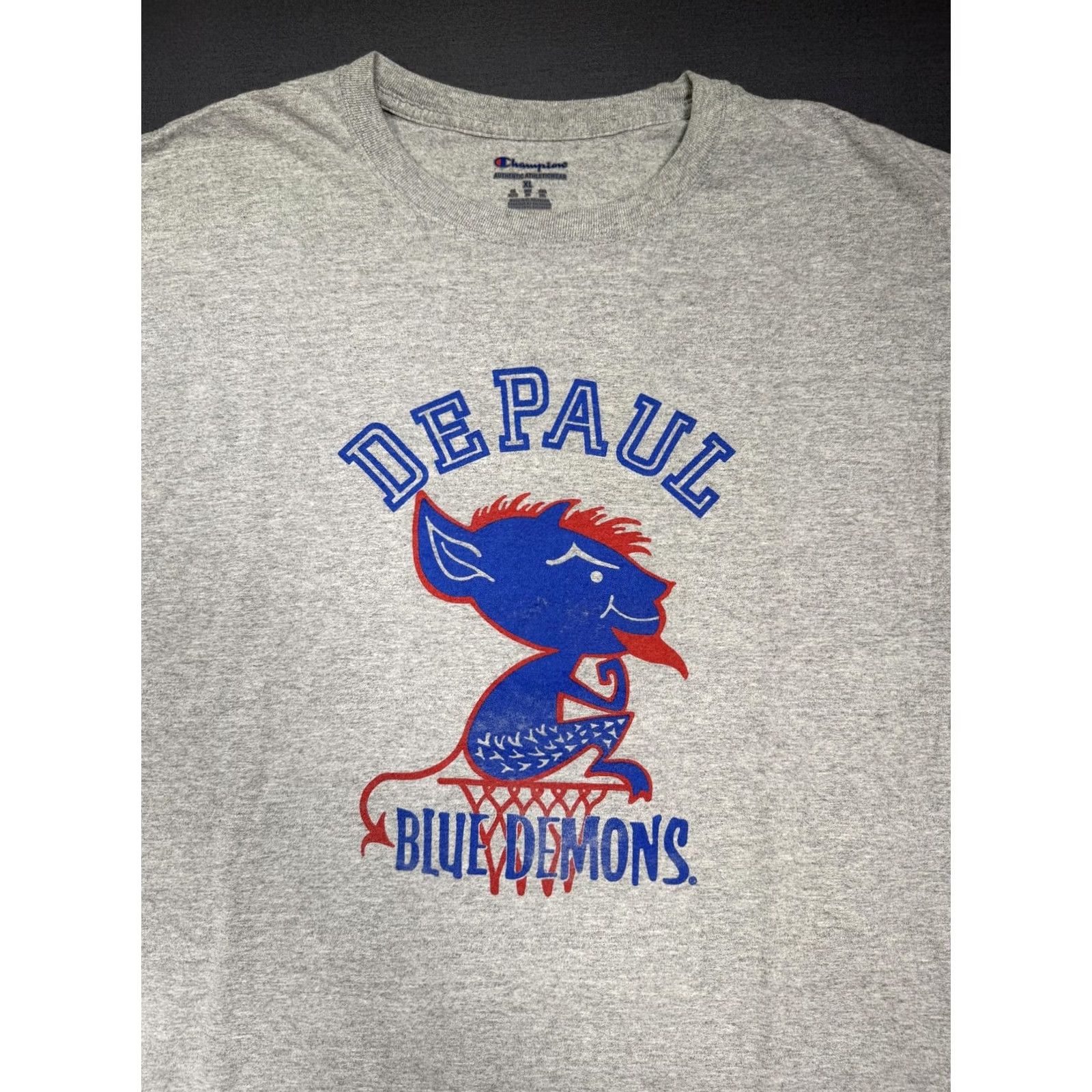 Champion VINTAGE DePaul Blue Demons Shirt Mens XL Gray Champion College Graphic Tee T-Shirt Size US XL / EU 56 / 4 - 2 Thumbnail