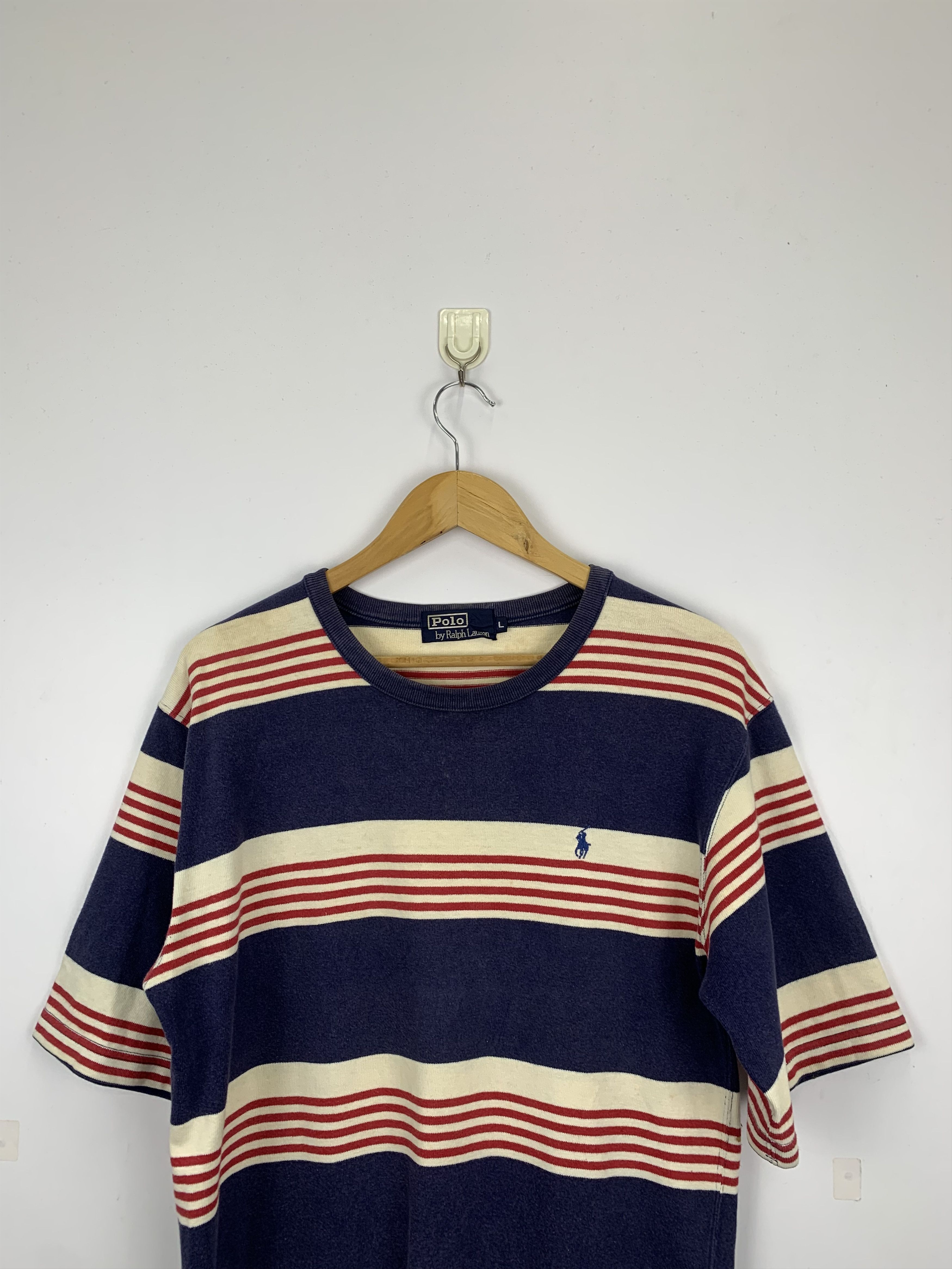 Polo Ralph Lauren × Vintage Vintage 90s Polo Ralph Lauren Striped Tee TA0060 Size US L / EU 52-54 / 3 - 2 Thumbnail