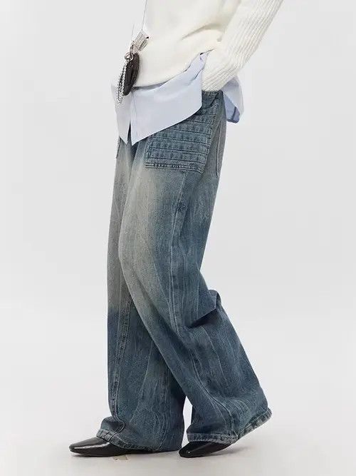 Jean Vintage straight wash street hip hop Y2K jeans Size US 30 / EU 46 - 5 Thumbnail
