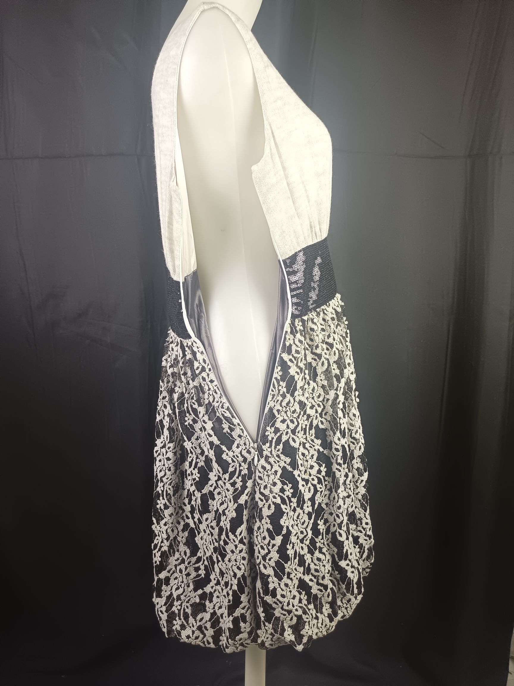 Japanese Brand Cat's Women's Sleeveless Side Zipper Black Sequin Lace Dress Size M / US 6-8 / IT 42-44 - 8 Thumbnail