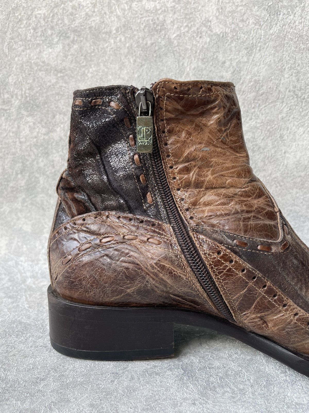 Jo Ghost GHOST Italy Distressed Leather Square Toe Boots Archive Y2K Size US 8 / EU 41 - 15 Thumbnail