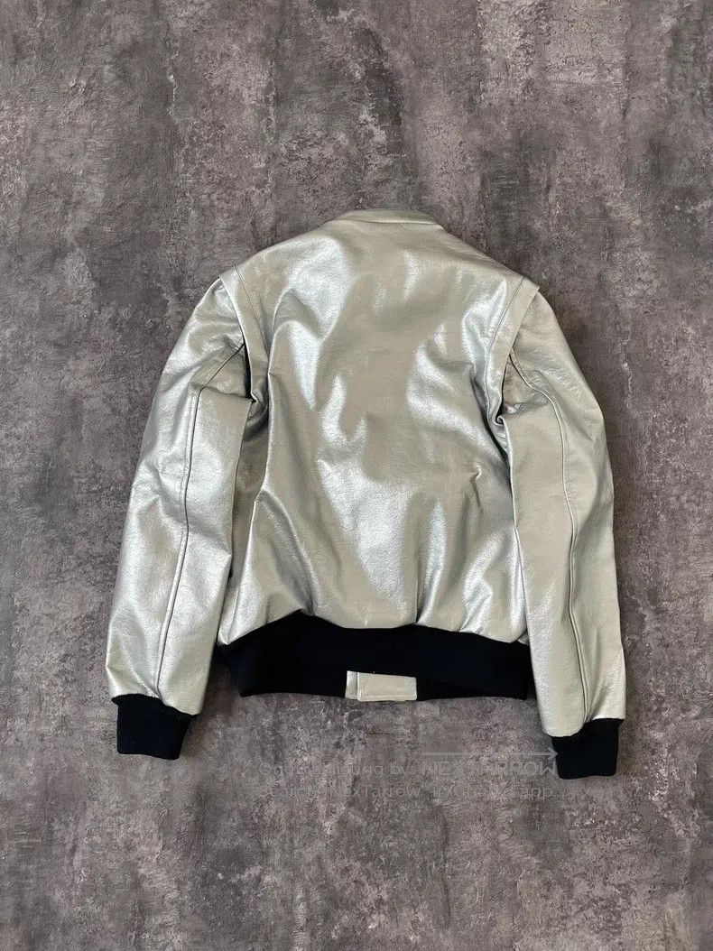Saint Laurent Paris Saint Laurent Paris Silver Lamb Leather Zip-Up Biker Jacke Size US M / EU 48-50 / 2 - 6 Thumbnail