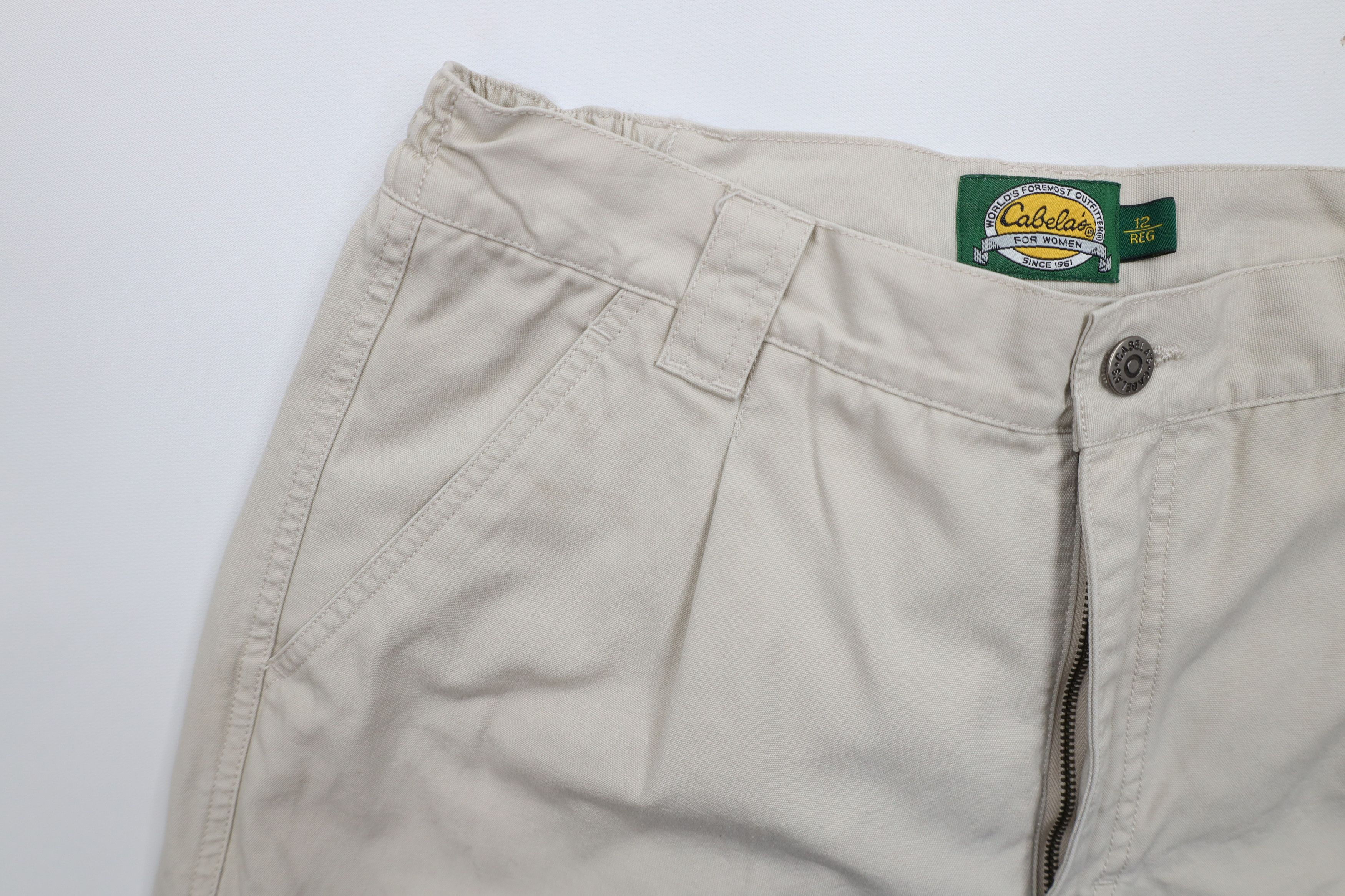Cabelas × Vintage Vintage 90s Cabelas Wide Leg Double Knee Cargo Pants Beige Size 34" / US 12 / IT 48 - 7 Thumbnail