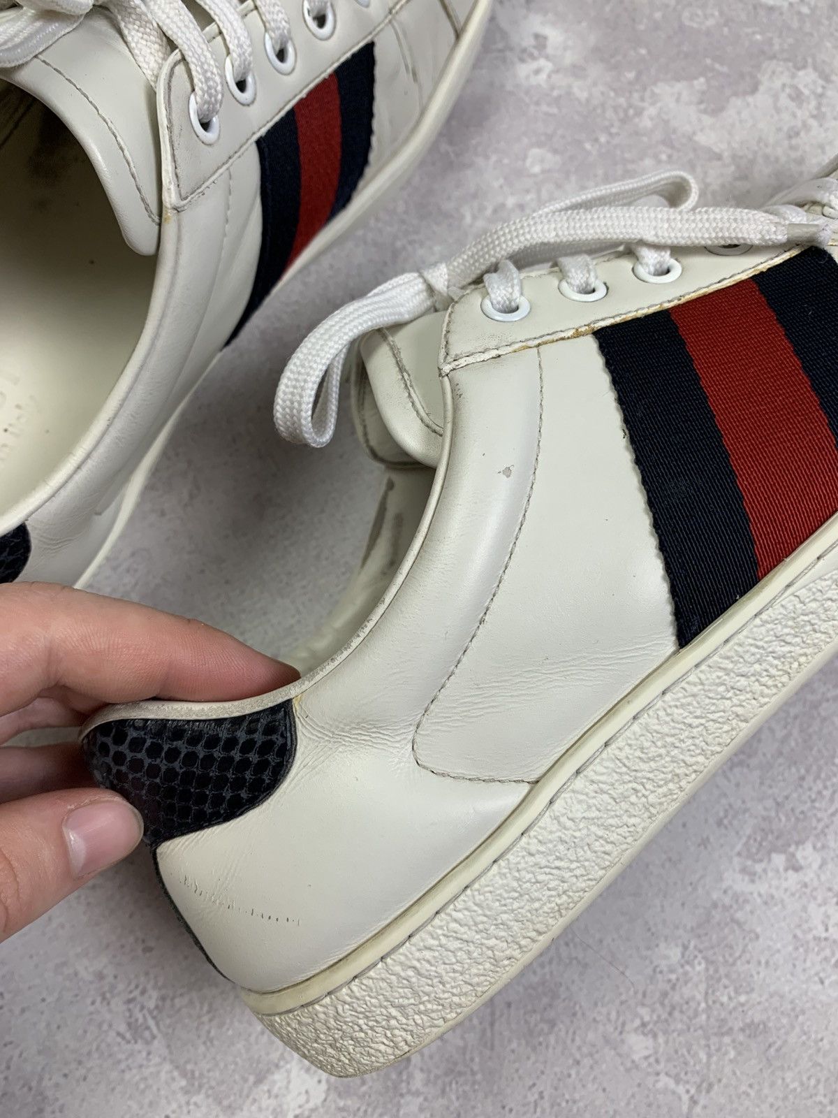 Gucci Gucci Ace White Leather Sneakers with Web Stripe – Size 7 Size US 7.5 / EU 40-41 - 12 Thumbnail