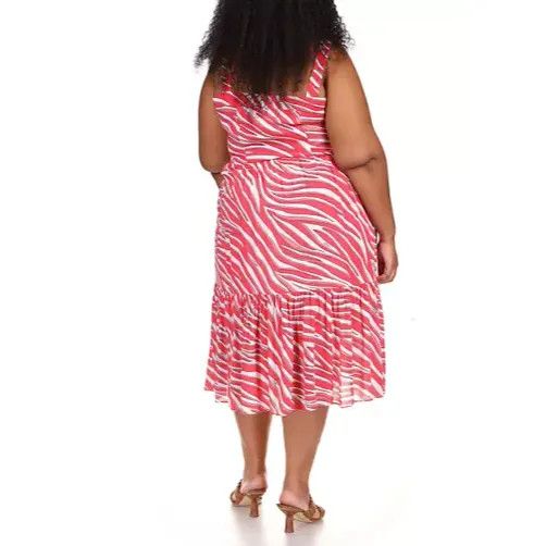 Other Michael Michael Kors Plus Size Zebra Midi Dress, Geranium, 1 Size ONE SIZE - 4 Thumbnail
