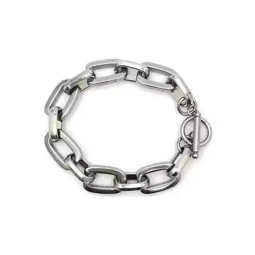 Jewelry Link Chain Bracelet 2000s Chrome Y2K Punk Skater Grunge Size ONE SIZE - 1 Thumbnail