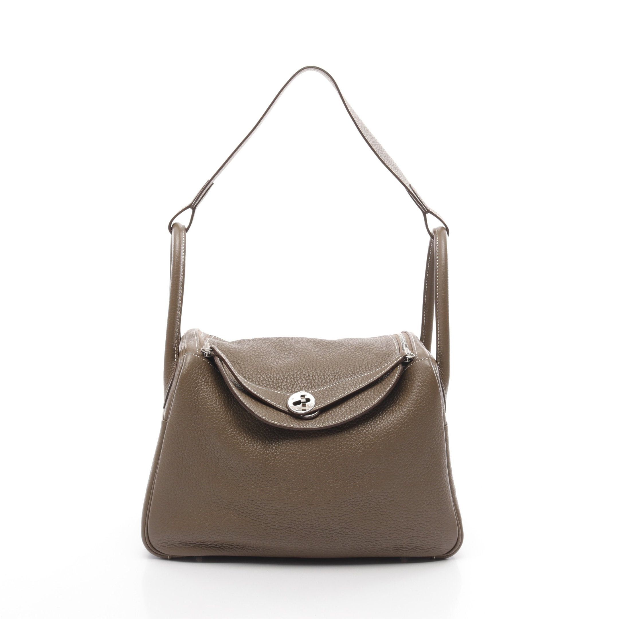 Hermes Hermes Lindy 30 Etoupe Shoulder Bag Clemence Leather Gray Beige Silver Hardware □Q Stamp Size ONE SIZE - 1 Thumbnail