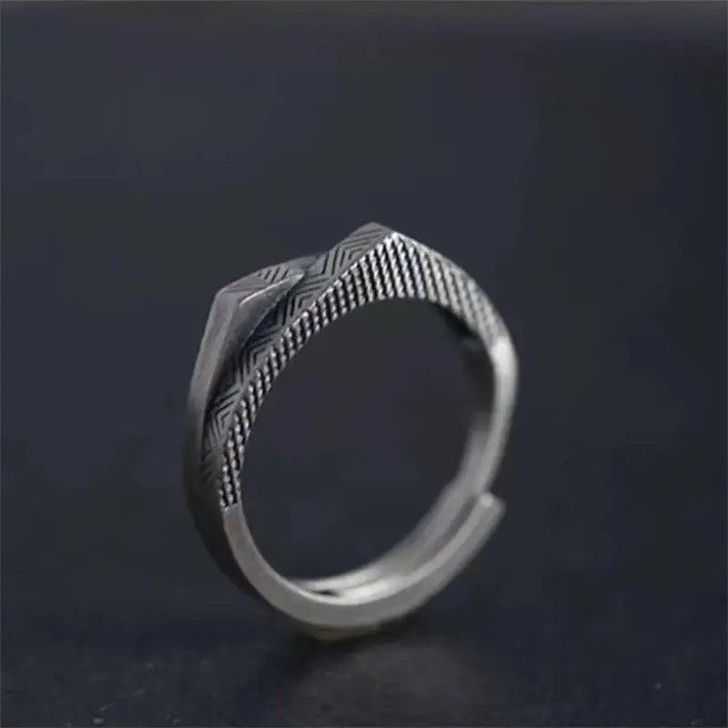 Jewelry × Vintage Vintage Double Layered Carved Mountain Geometric Open Ring Size ONE SIZE - 1 Thumbnail