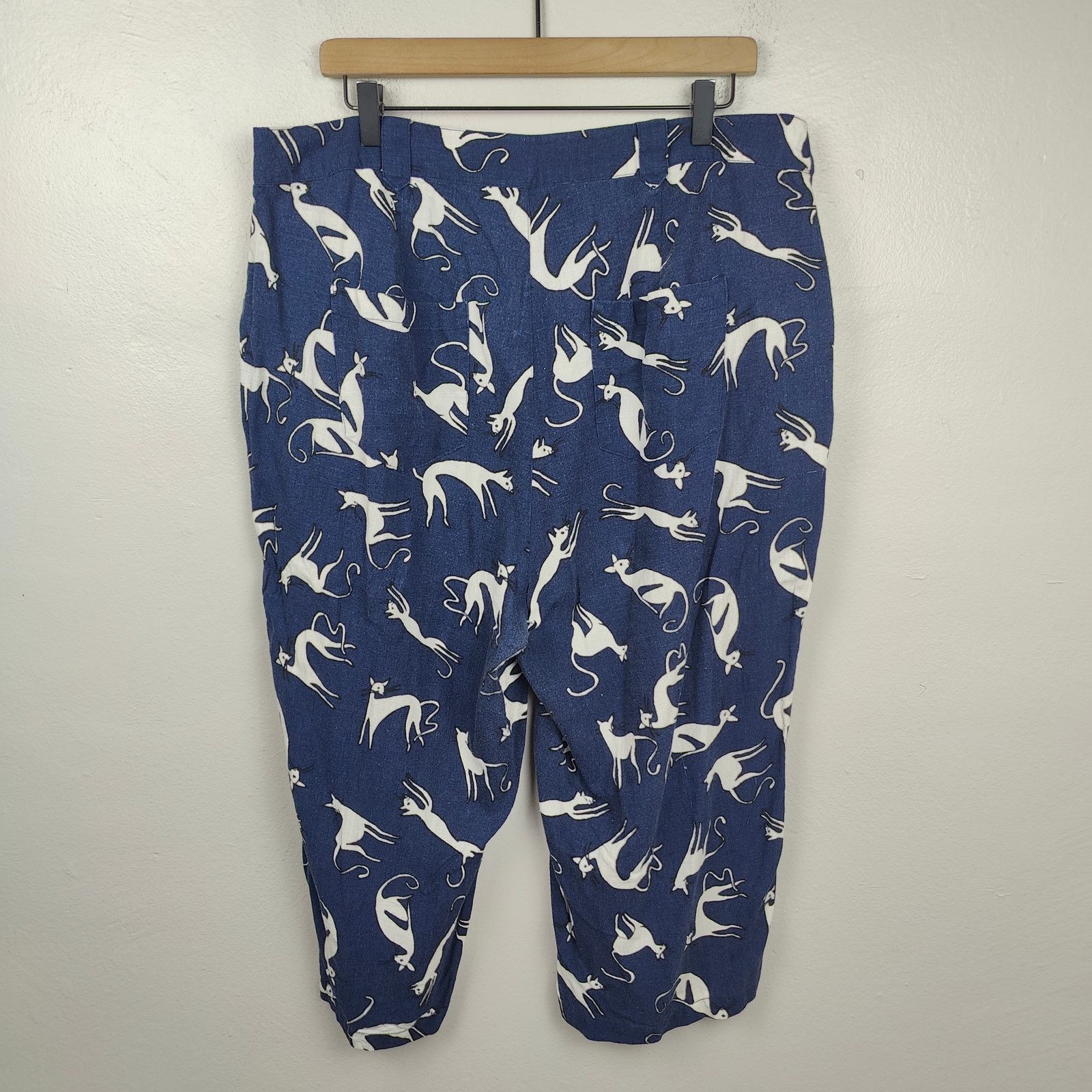 Other Modcloth Cat Print Trouser Pants Womens 18 Navy Blue Size 40" / US 18 - 6 Thumbnail