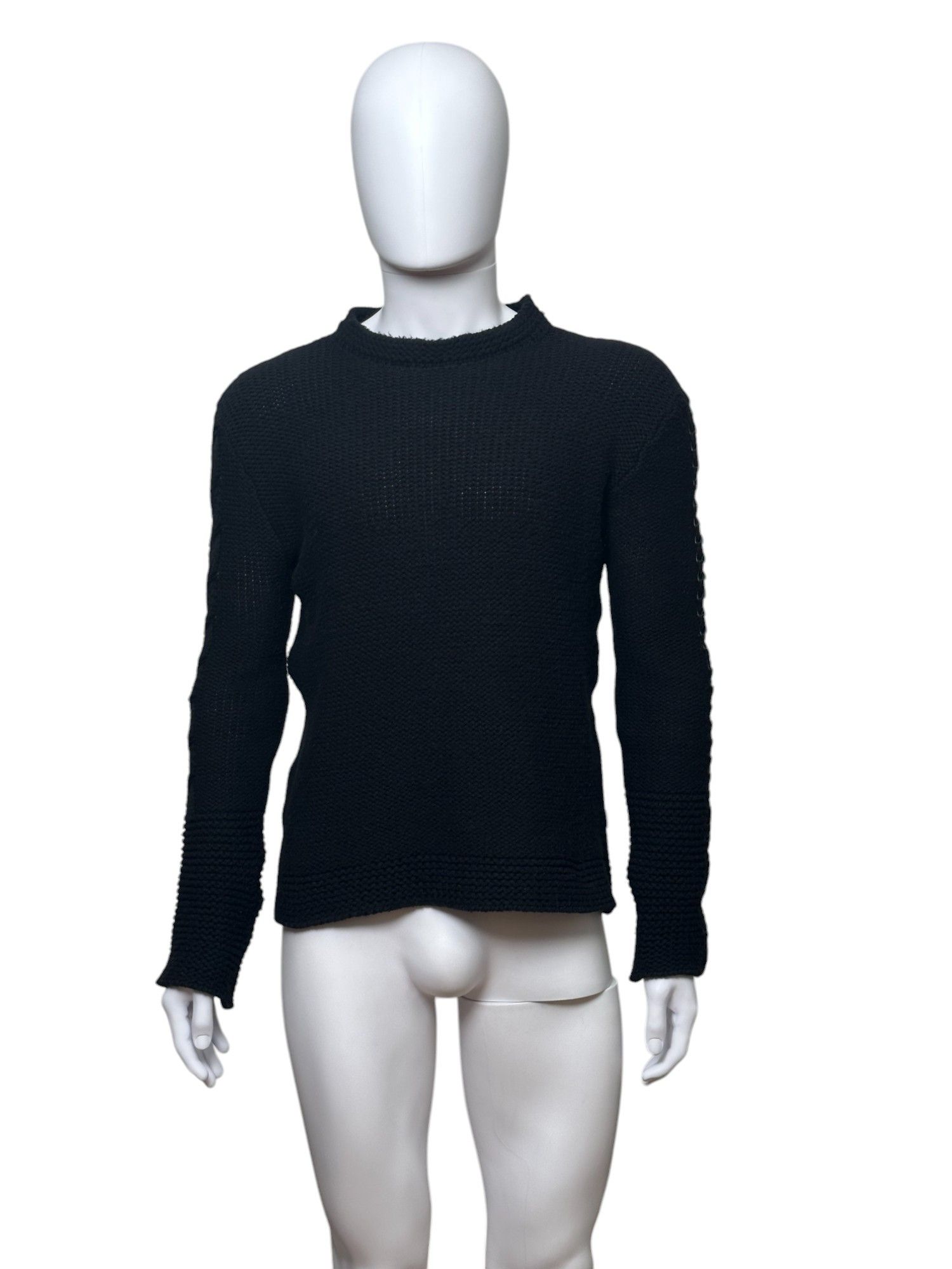 Just Cavalli Python Sleeve Wool Black Sweater Size US L / EU 52-54 / 3 - 1 Thumbnail