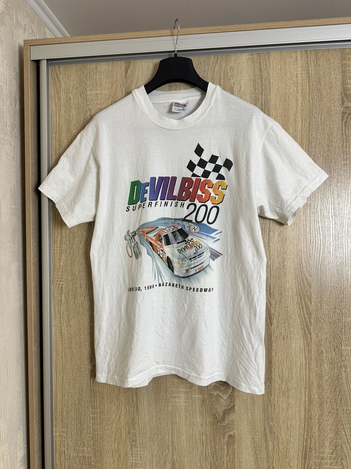 NASCAR 🔥 1996 Devilbiss 200 Superfinish Nascar Lost Race T Shirt Size US L / EU 52-54 / 3 - 3 Thumbnail