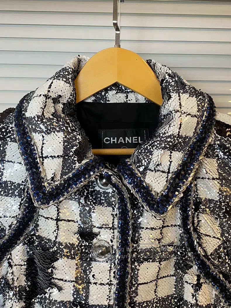 Chanel Chanel Black and white plaid sequin jacket Size S / US 4 / IT 40 - 3 Thumbnail